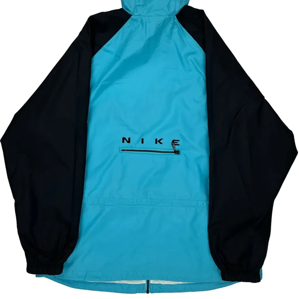 Nike Windbreaker - Medium Blue Polyester Refurbished - Thrifted (note: this is a term often used to describe second- refurbished available on Cerqular