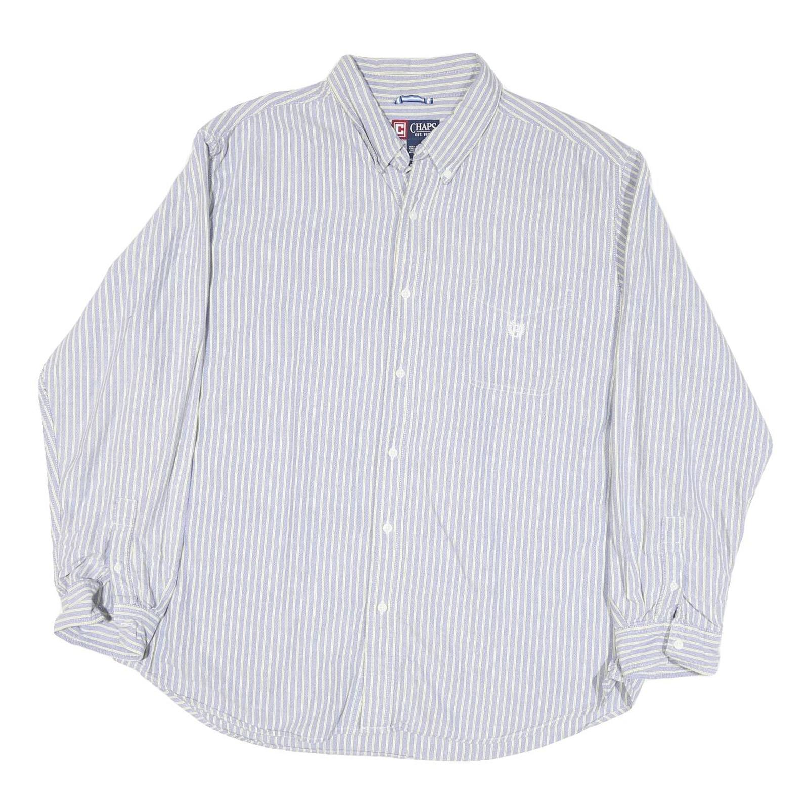 CHAPS Mens Blue & White Stripe Shirt 2XL Long Sleeve Button Down Classic Fit Refurbished - N/A refurbished available on Cerqular