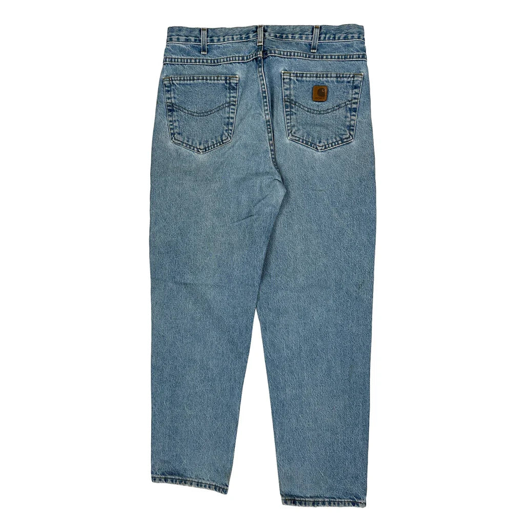 Carhartt Jeans - 34W 32L Light Wash Cotton Refurbished - Thrifted (note: this is a term often used to describe second- refurbished available on Cerqular