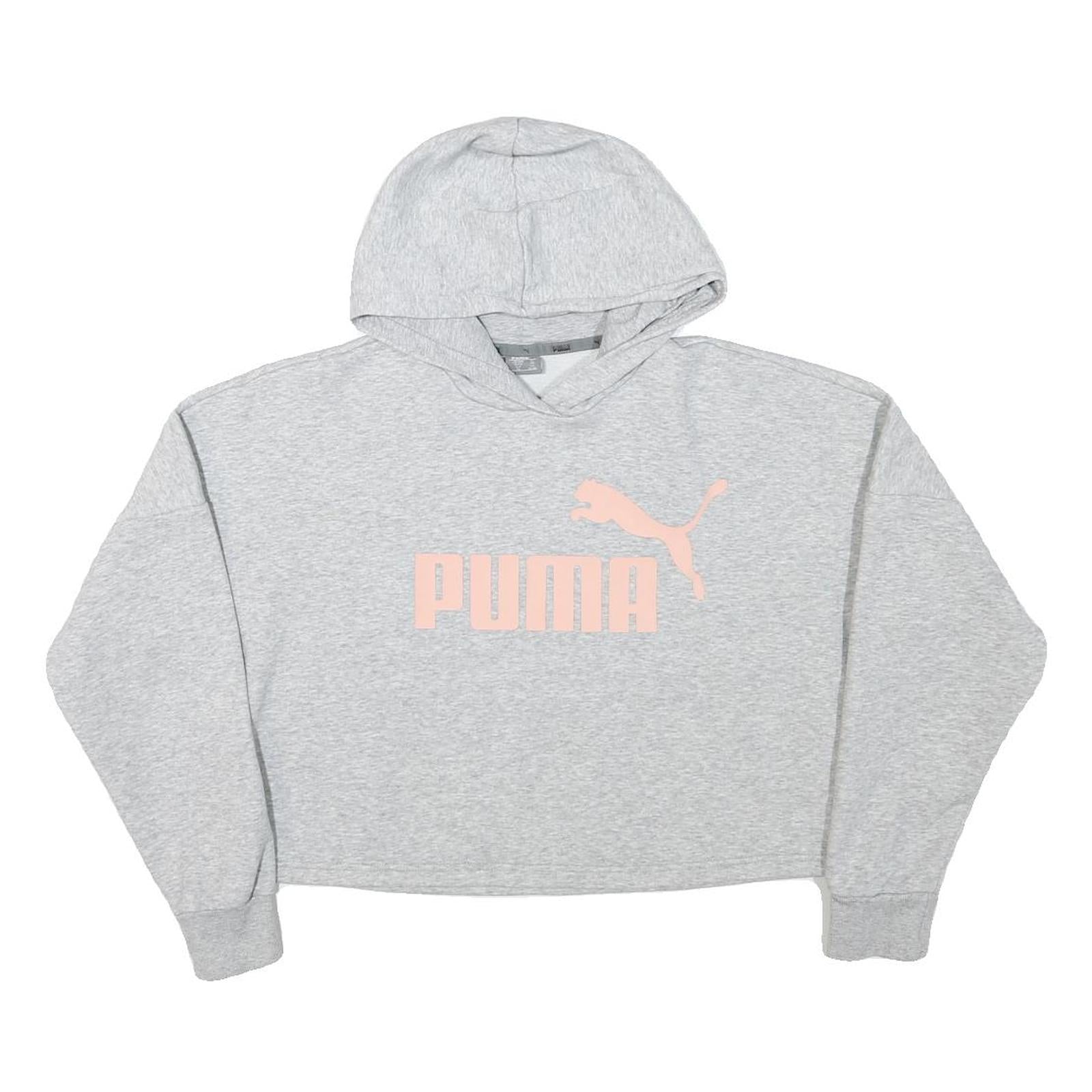 PUMA Womens Grey Hoodie XS Cropped Cotton Blend Pullover Lightweight Refurbished - N/A refurbished available on Cerqular