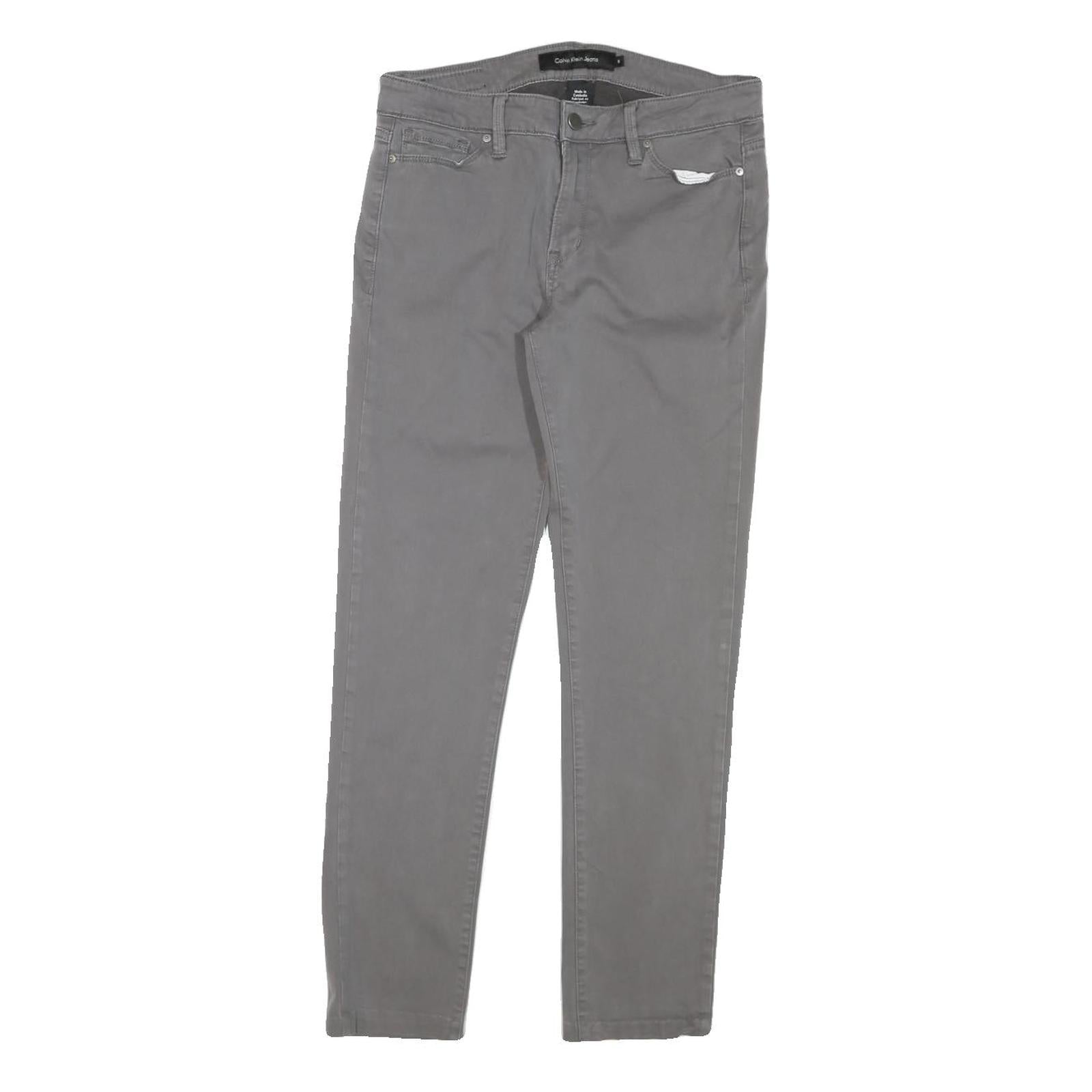 CALVIN KLEIN JEANS Womens Grey Regular Fit Straight Denim W30 L28 Zip Cotton Refurbished - N/A refurbished available on Cerqular