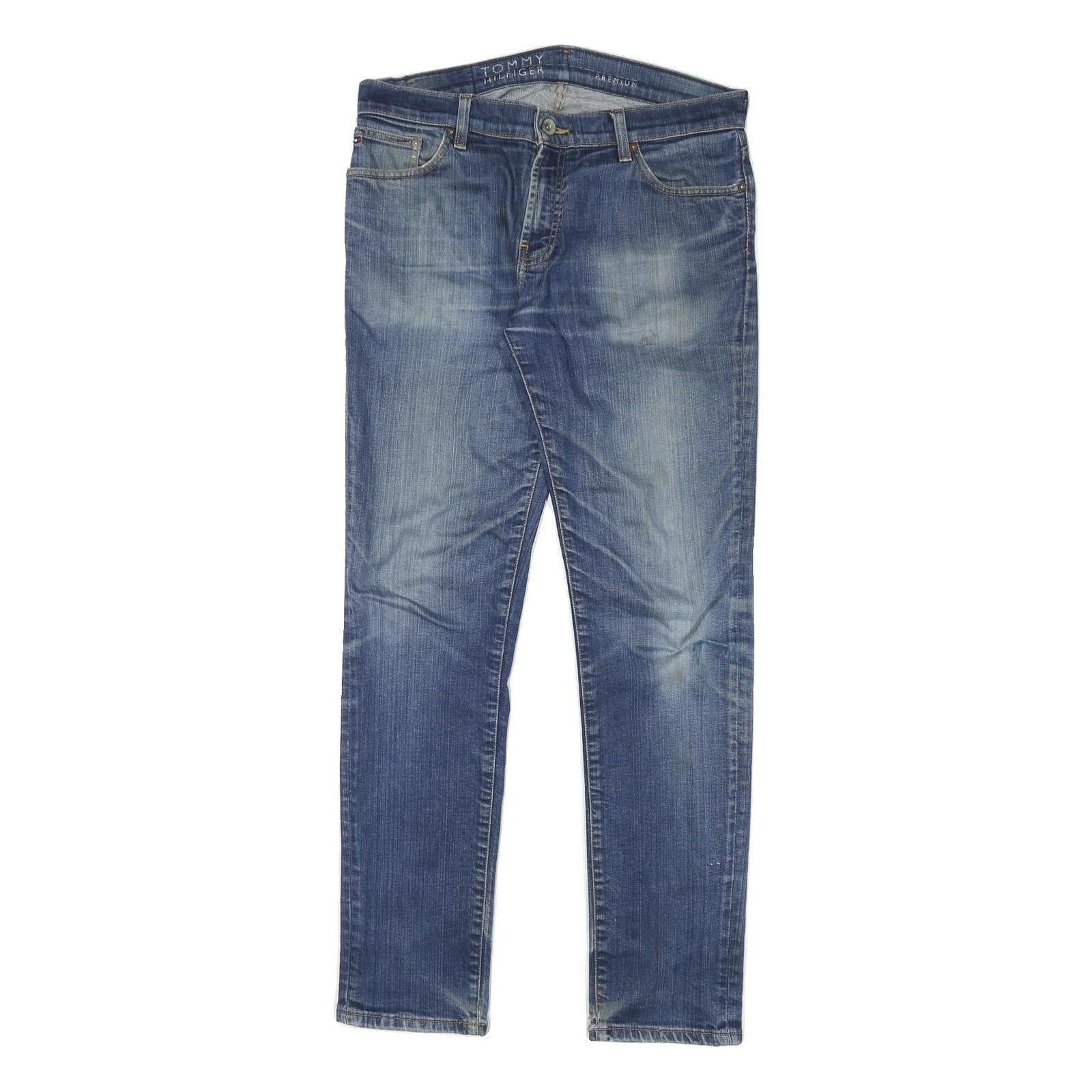 TOMMY HILFIGER Mens Jeans Blue Slim Skinny Denim Medium W34 L32 Classic Zip Refurbished - N/A refurbished available on Cerqular