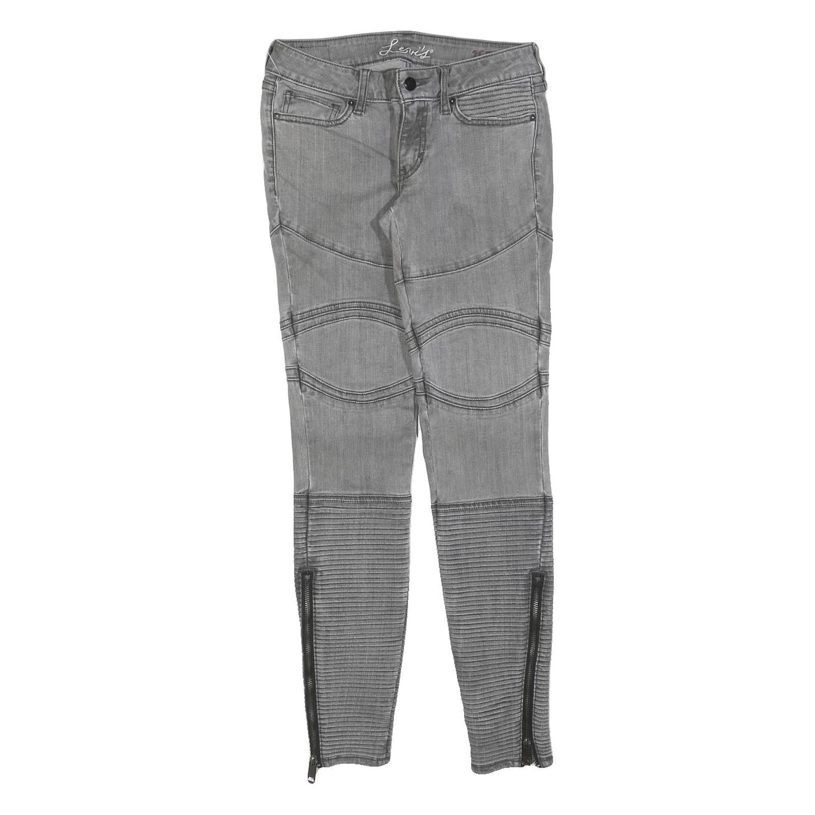 LEVI'S Womens Slim Grey Denim Slim Jeans W26 L28 Biker Style Zip Detail Refurbished - N/A refurbished available on Cerqular