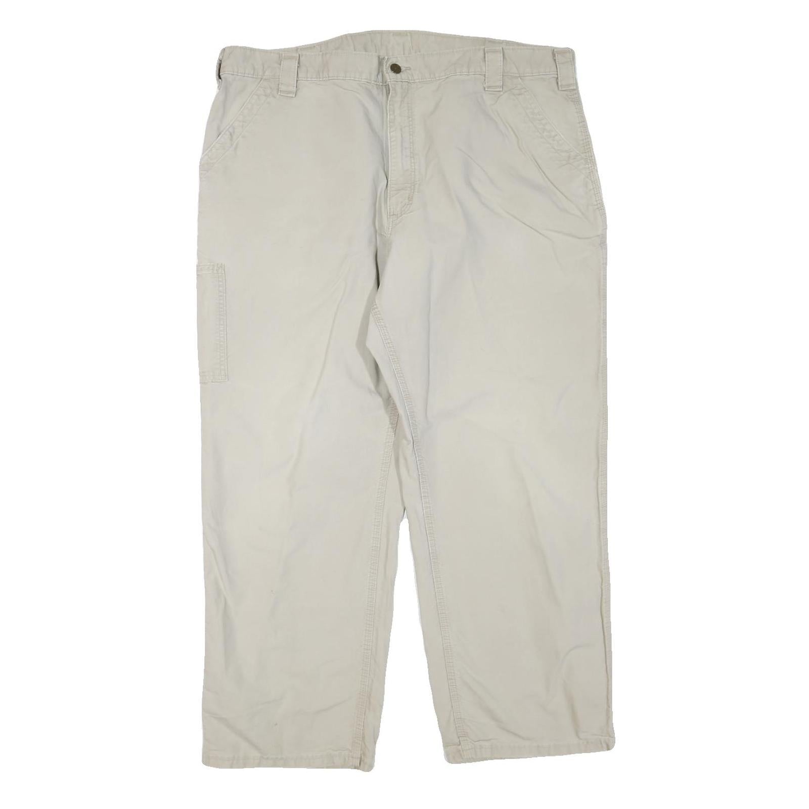 CARHARTT Mens Cotton Blend Beige Regular Straight Trousers W42 L30 Workwear Refurbished - N/A refurbished available on Cerqular