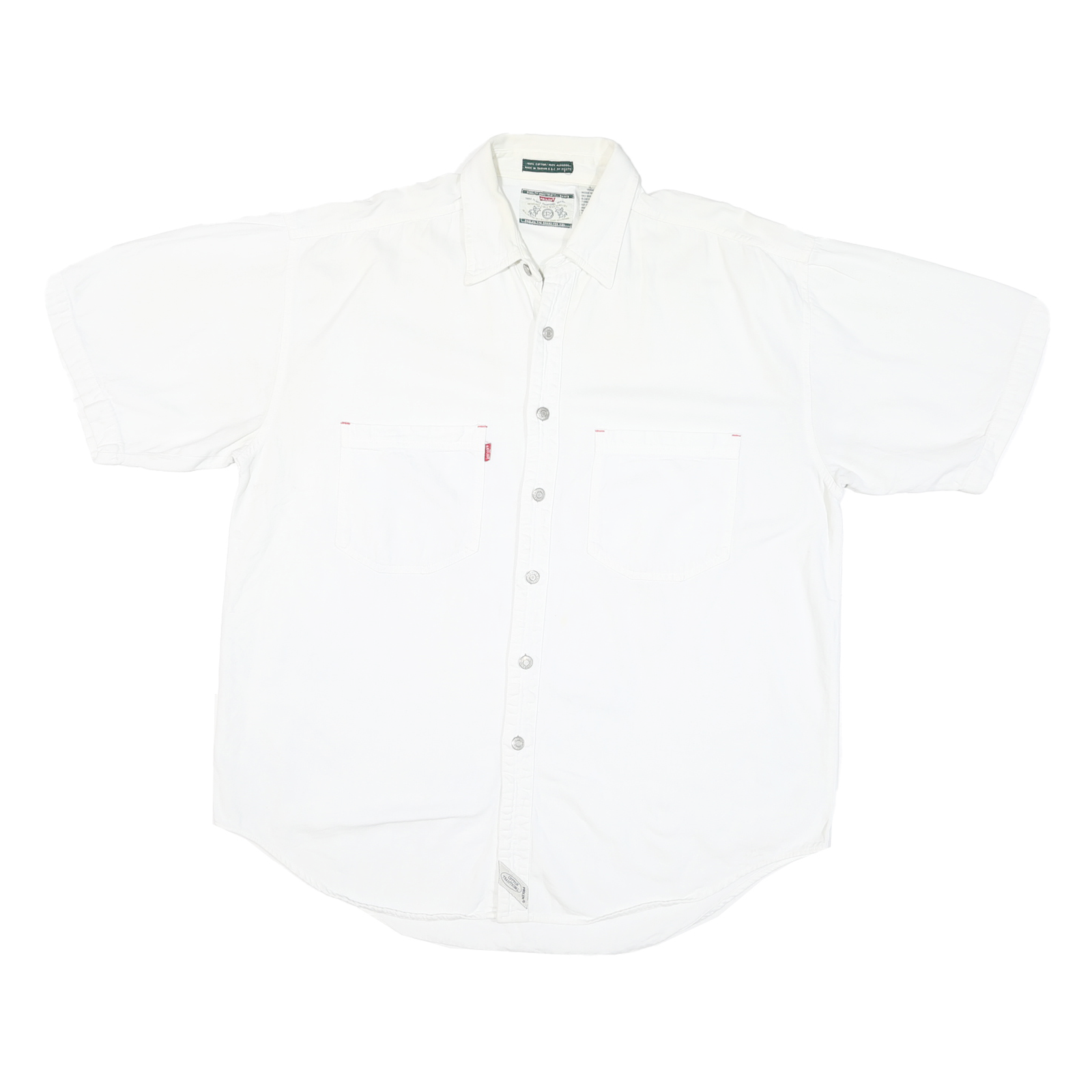 PROLEN Mens White Shirt L Cotton Blend Short Sleeve Button Casual Workwear Refurbished - N/A refurbished available on Cerqular