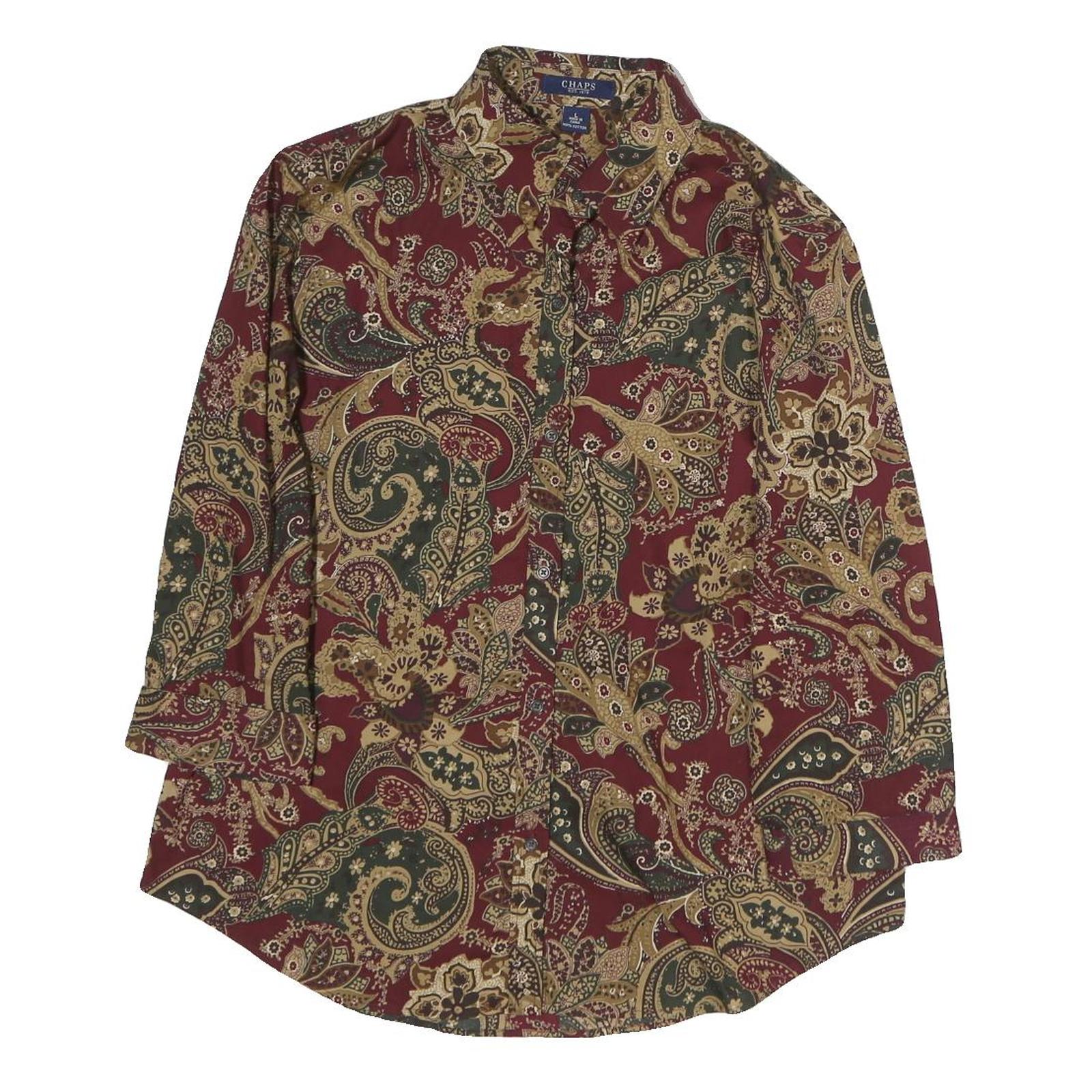 CHAPS Womens Maroon & Olive Paisley Cotton Shirt L Button Front Long Sleeve Refurbished - N/A refurbished available on Cerqular