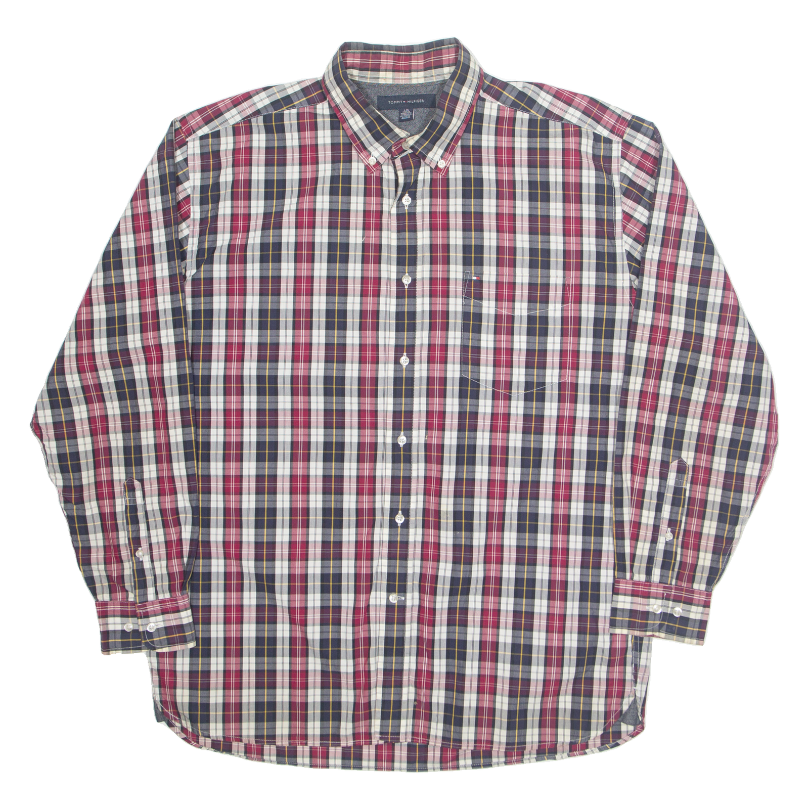 TOMMY HILFIGER Mens Shirt Red Check Long Sleeve L Refurbished - N/A refurbished available on Cerqular