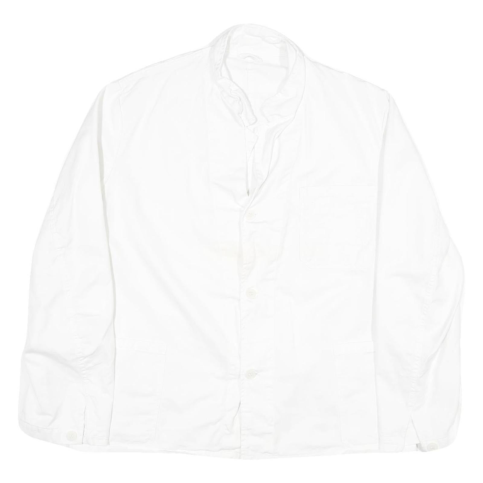 Mens White Cotton Blend Button Jacket L Plain Stylish Casual Lightweight Refurbished - N/A refurbished available on Cerqular