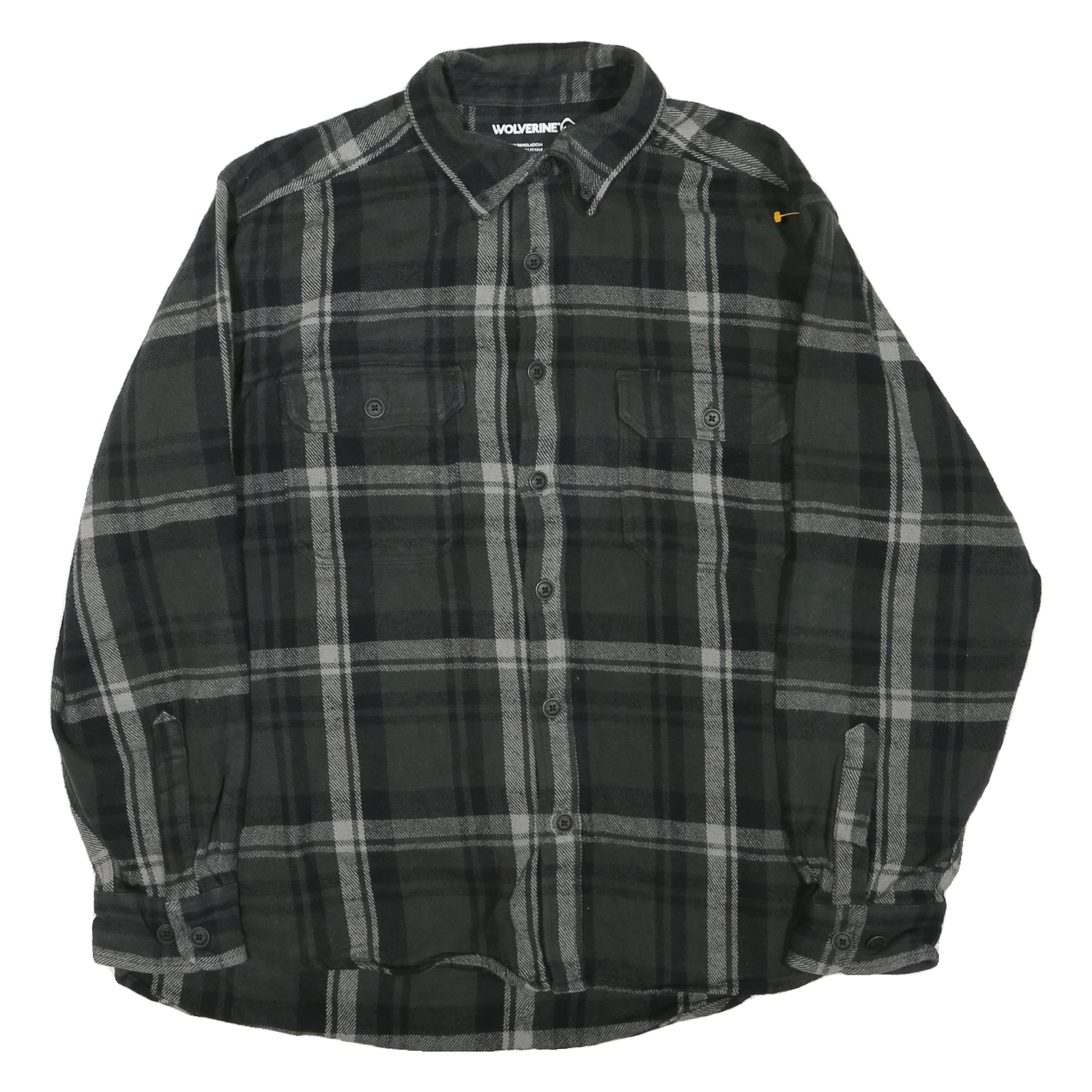 WOLVERINE Mens Black & Grey Shirt XL Cotton Blend Button-Down Plaid Casual Refurbished - N/A refurbished available on Cerqular