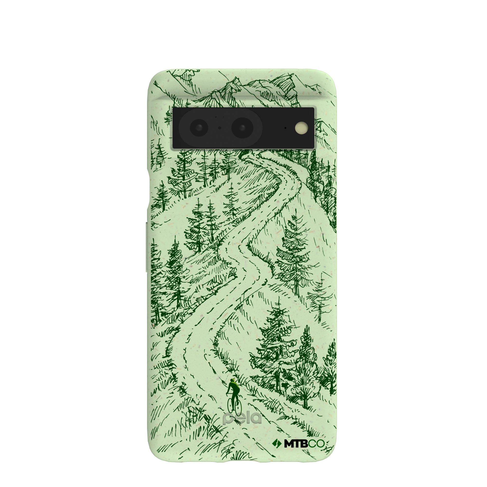 Sage Green Into the Mountains MTBCO Google Pixel 8 Case Refurbished - Pela Case refurbished available on Cerqular