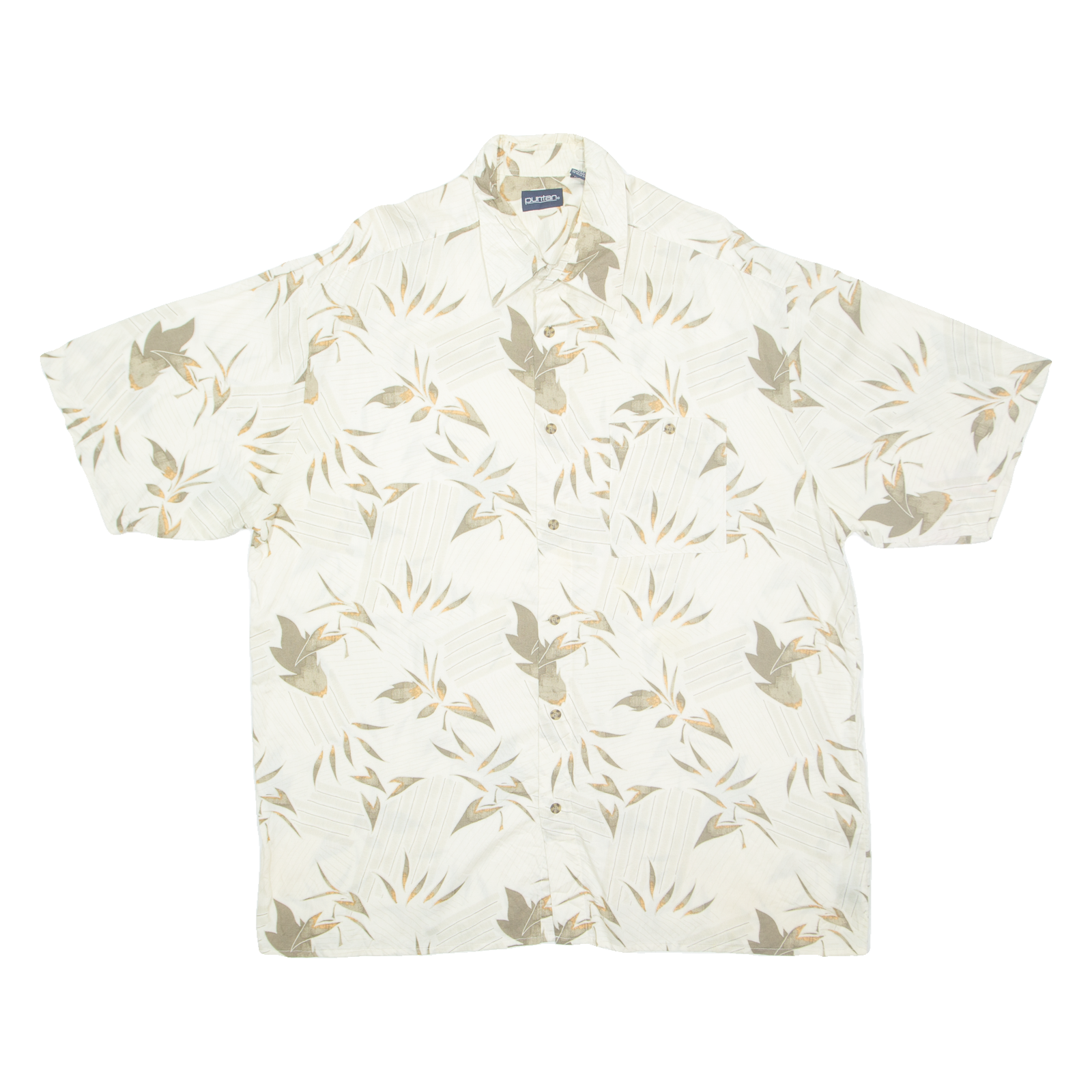 PURITAN Mens Hawaiian Shirt Cream Crazy Pattern XL Refurbished - N/A refurbished available on Cerqular