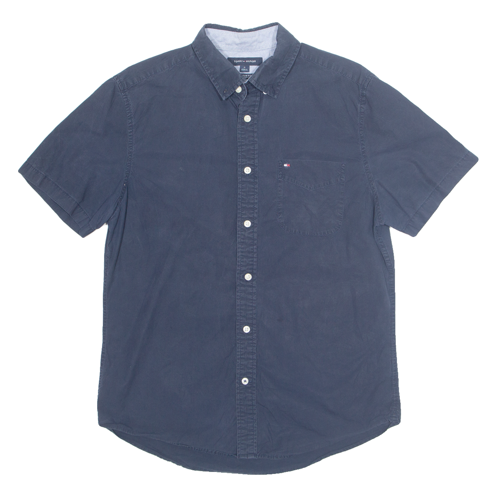 TOMMY HILFIGER Custom Fit Mens Plain Shirt Blue M Refurbished - N/A refurbished available on Cerqular
