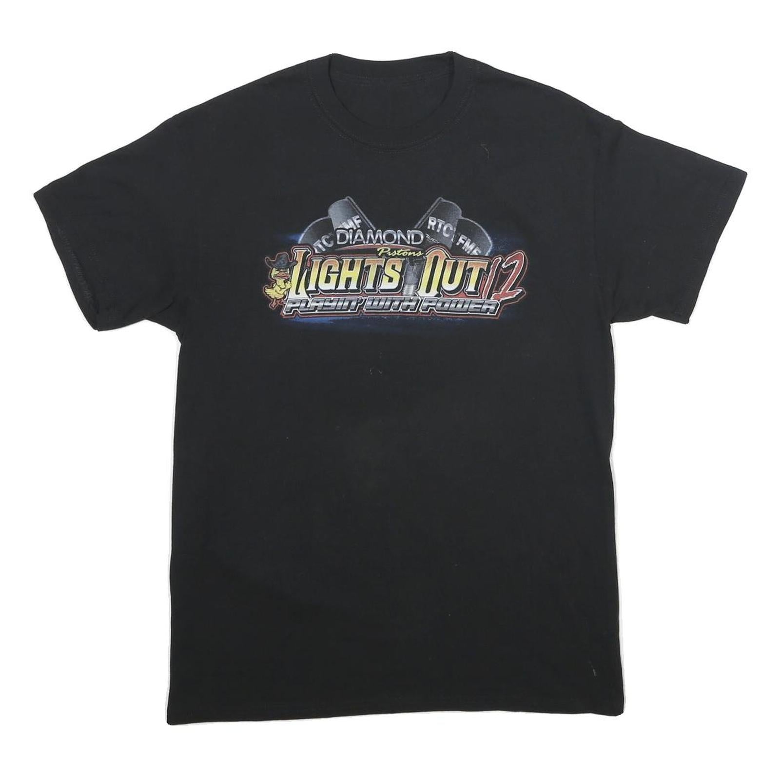 Mens Black Graphic T-Shirt S Short Sleeve Crew Neck Race Car Print Refurbished - N/A refurbished available on Cerqular