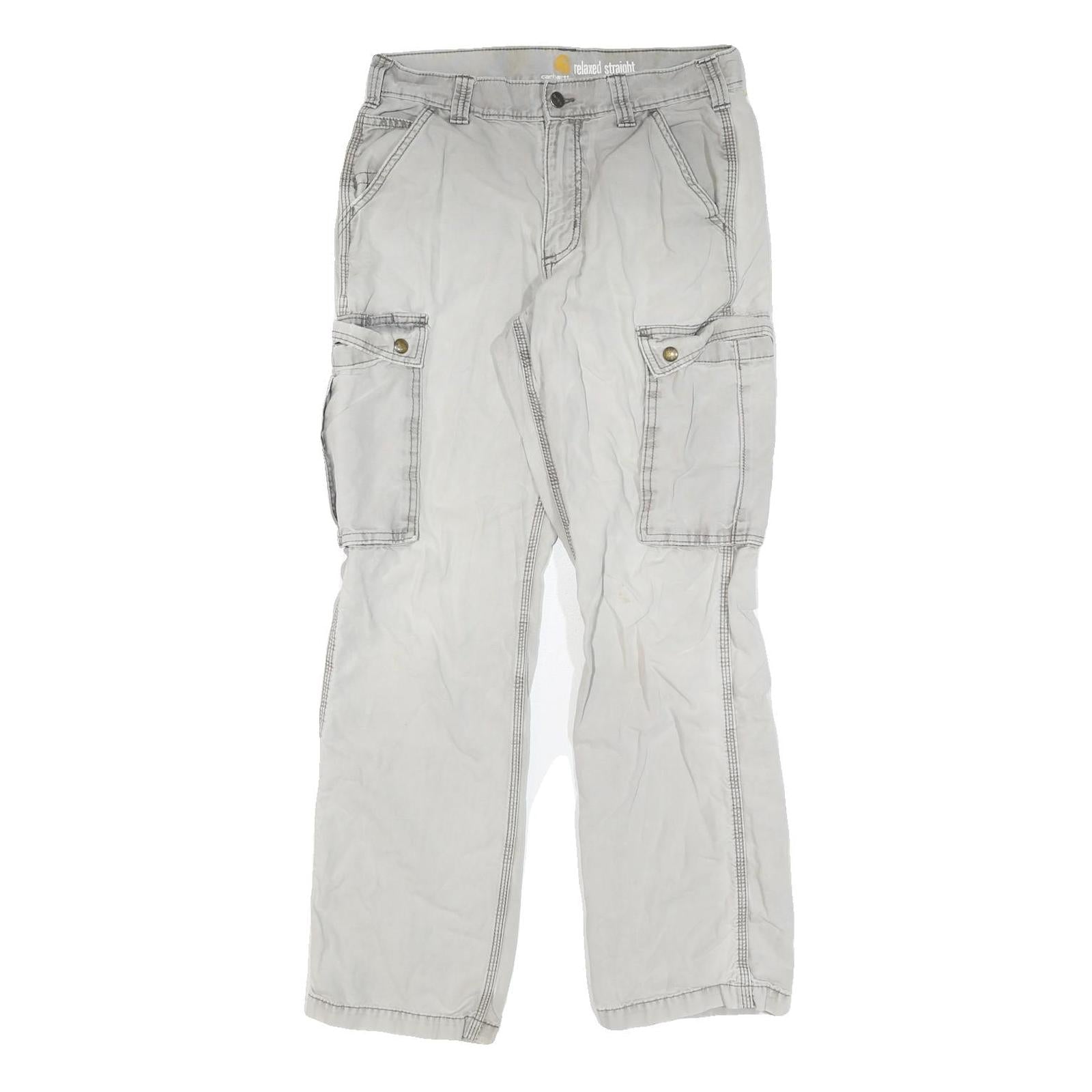 CARHARTT Mens Cotton Beige Regular Straight Leg Trousers W30 L32 Casual Workwear Refurbished - N/A refurbished available on Cerqular