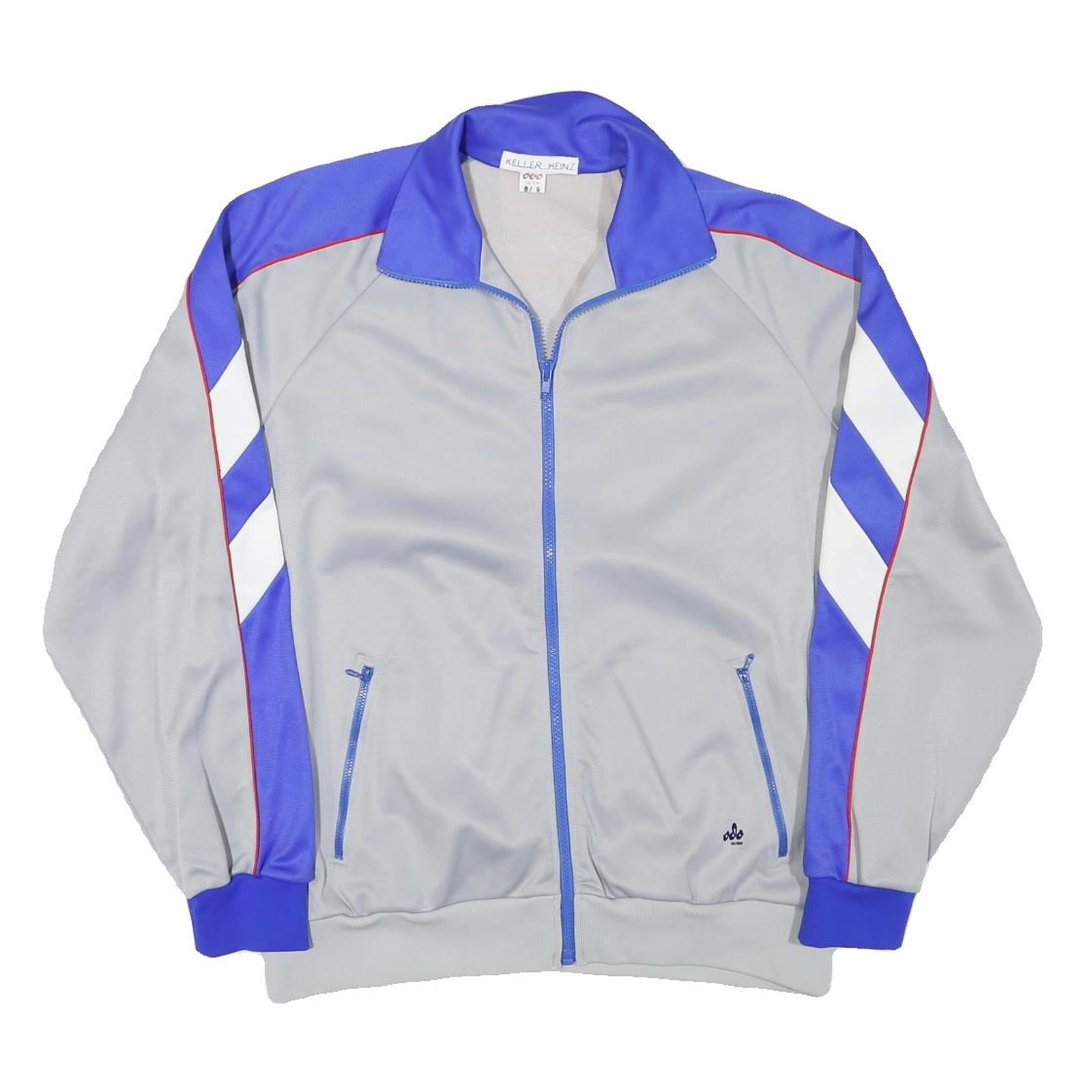 OLTEN Mens Grey & Blue Sportclub Zwillikon Track Jacket L Polyester Blend Zip Refurbished - N/A refurbished available on Cerqular