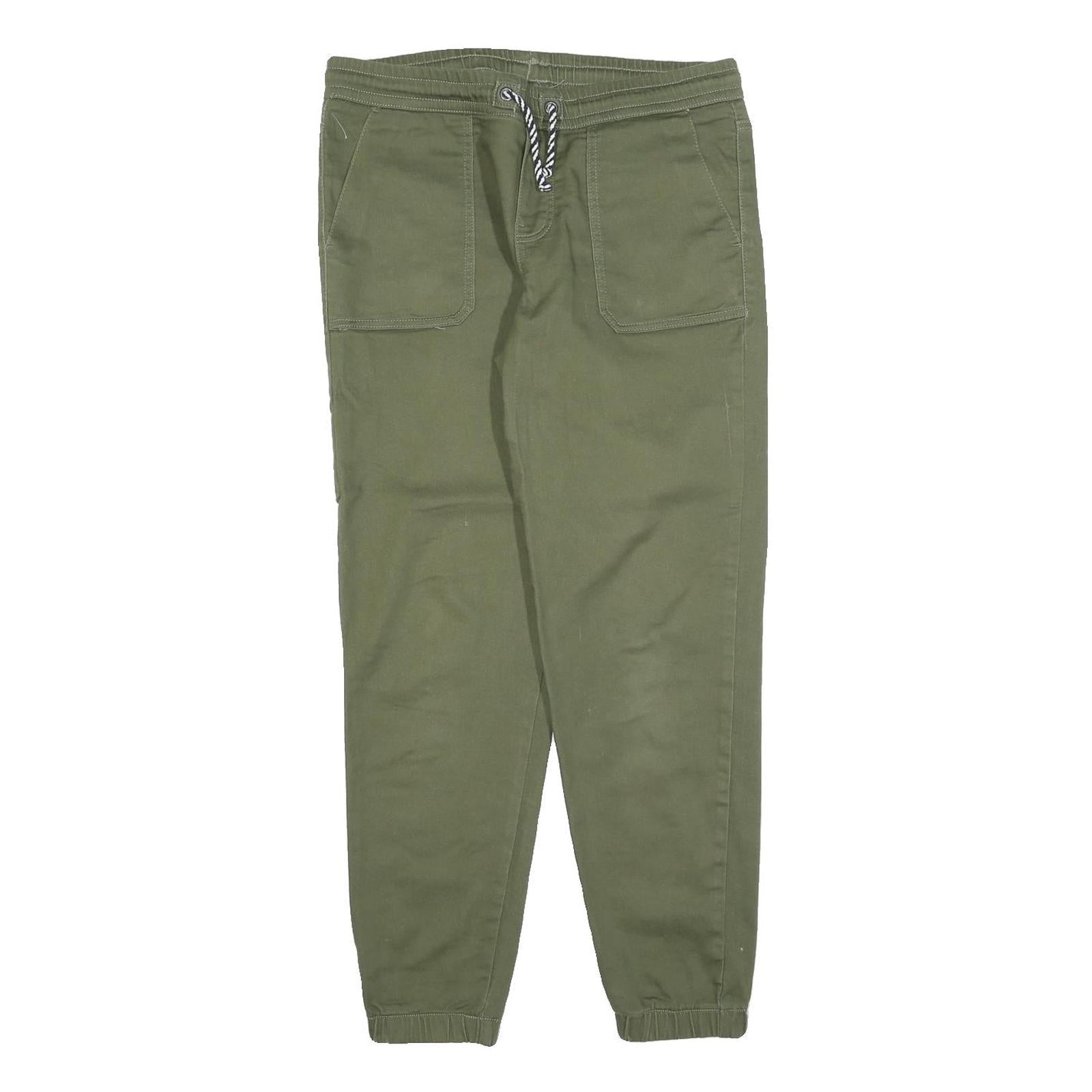 BLUE MOTION Mens Cotton Blend Olive Regular Fit Drawstring Trousers W32 L28 Refurbished - N/A refurbished available on Cerqular