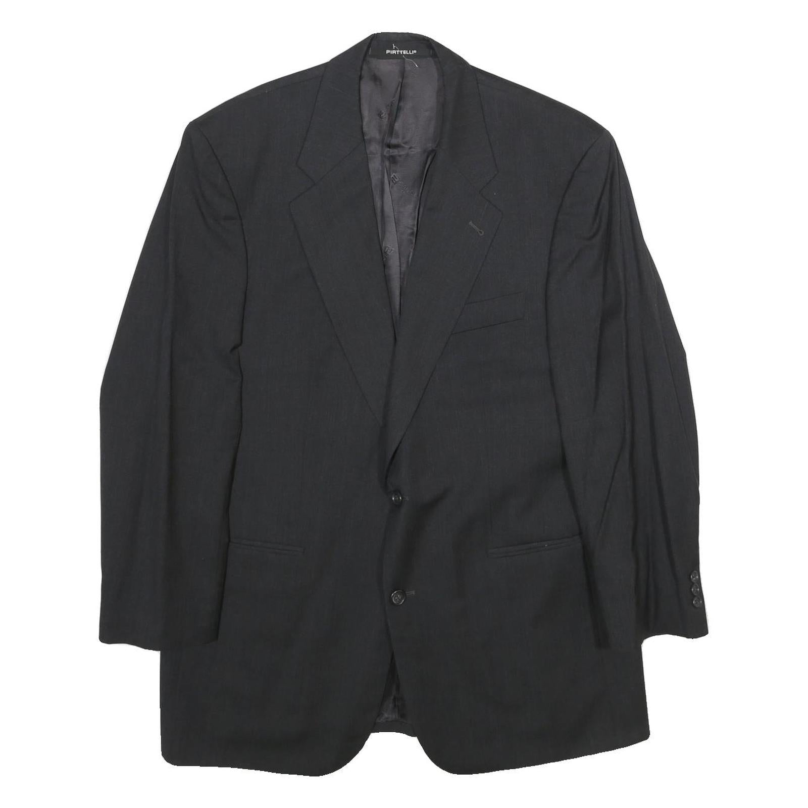 PIATTELLI Mens Black Wool Tailored Jacket XL Button Classic Formal Blazer Refurbished - N/A refurbished available on Cerqular