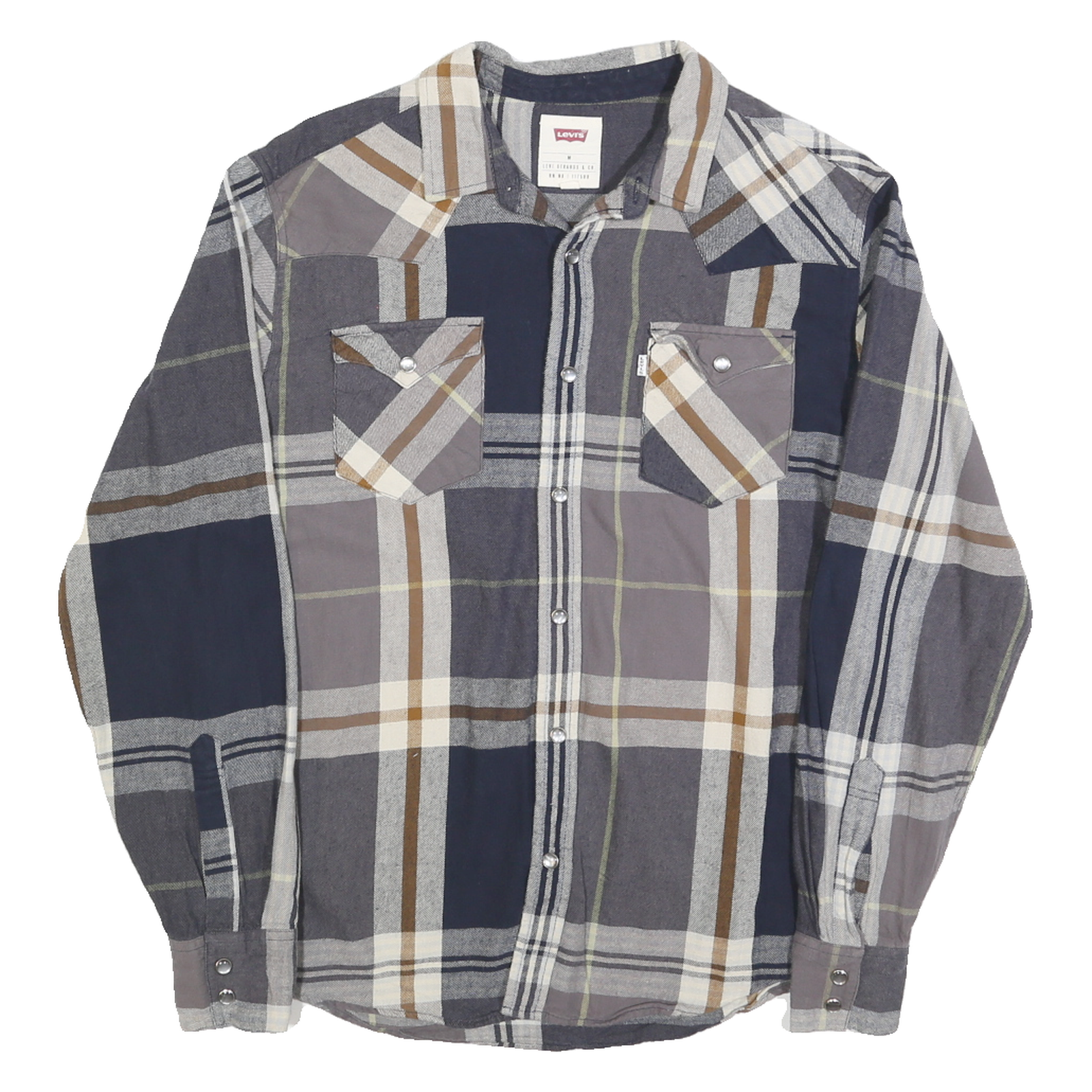 LEVI'S Mens Blue & Brown Check Shirt M Casual Cotton Blend Long Sleeve Refurbished - N/A refurbished available on Cerqular
