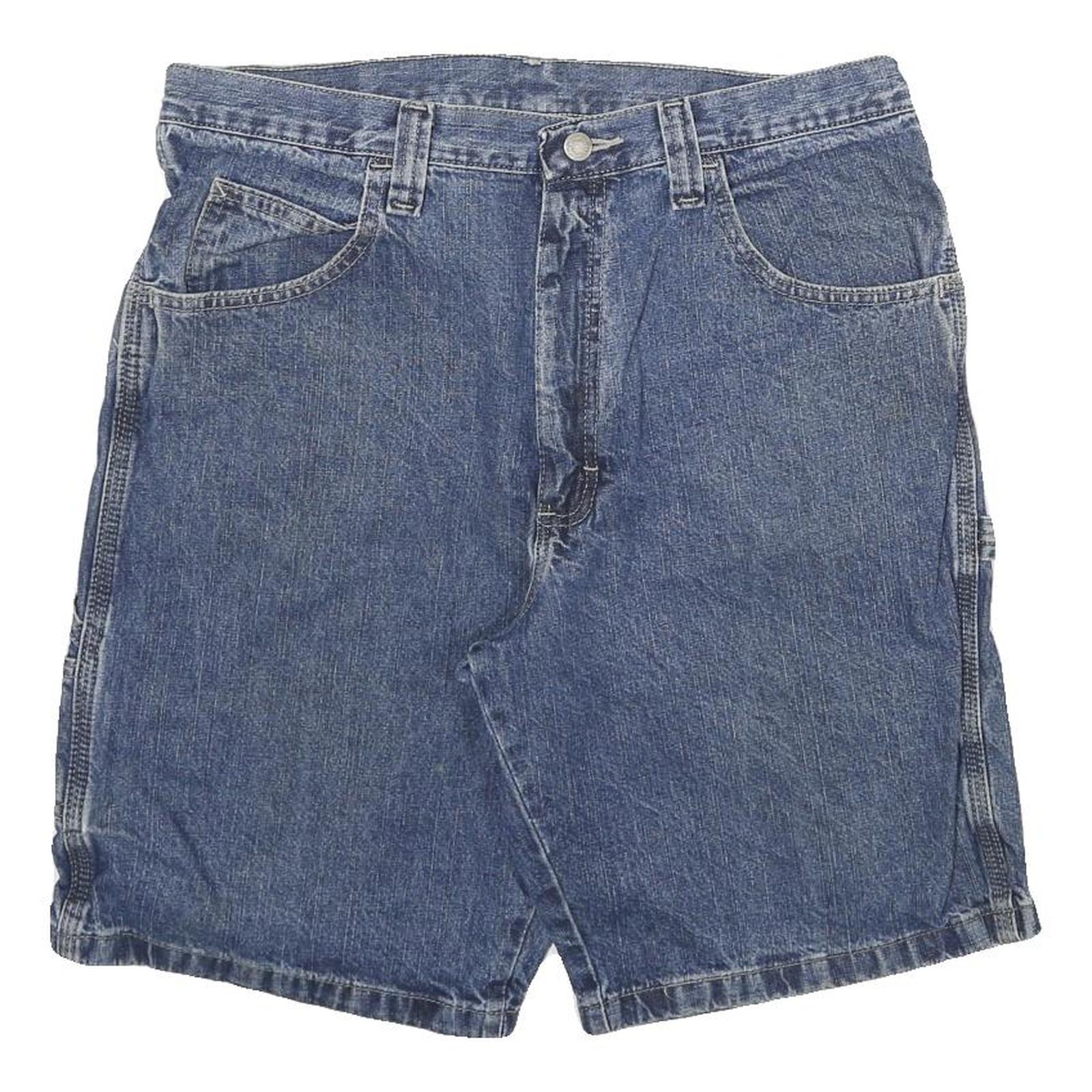 WRANGLER Mens Denim Blue Cargo Shorts XL W32 Workwear Cotton Blend Refurbished - N/A refurbished available on Cerqular
