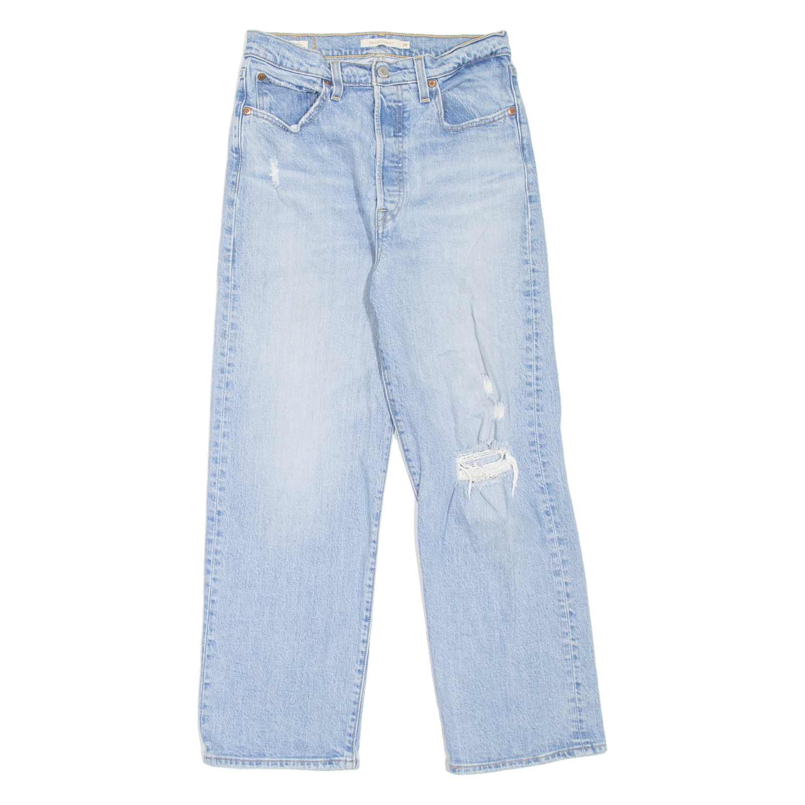Buy LEVI'S Rib Cage BIG E Distressed Womens Jeans Blue Straight Stone Wash W28 L27 Refurbished - $29.89 LEVI'S Rib Cage BIG E Distressed Womens Jeans Blue Straight Stone Wash W28 L27 Refurbished - N/A refurbished available on Cerqular