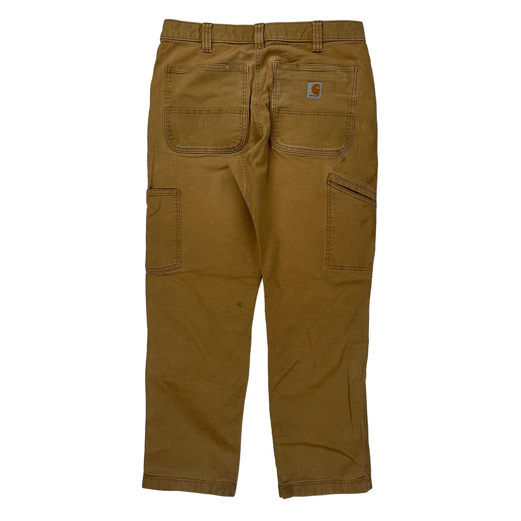 Carhartt Double Knee Carpenter Trousers - 32W 30L Brown Cotton Refurbished - Thrifted (note: this is a term often used to describe second- refurbished available on Cerqular