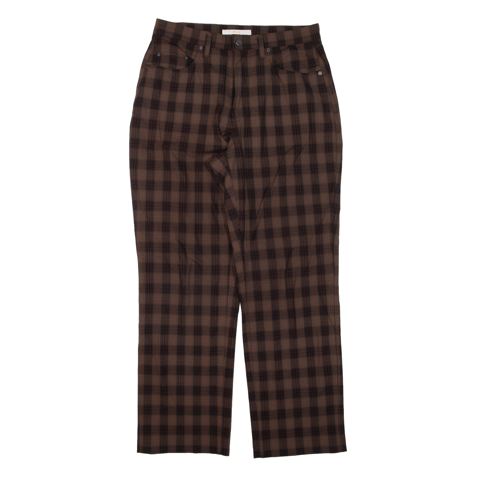 MAC Check Womens Trousers Brown Relaxed Straight W30 L28 Refurbished - N/A refurbished available on Cerqular