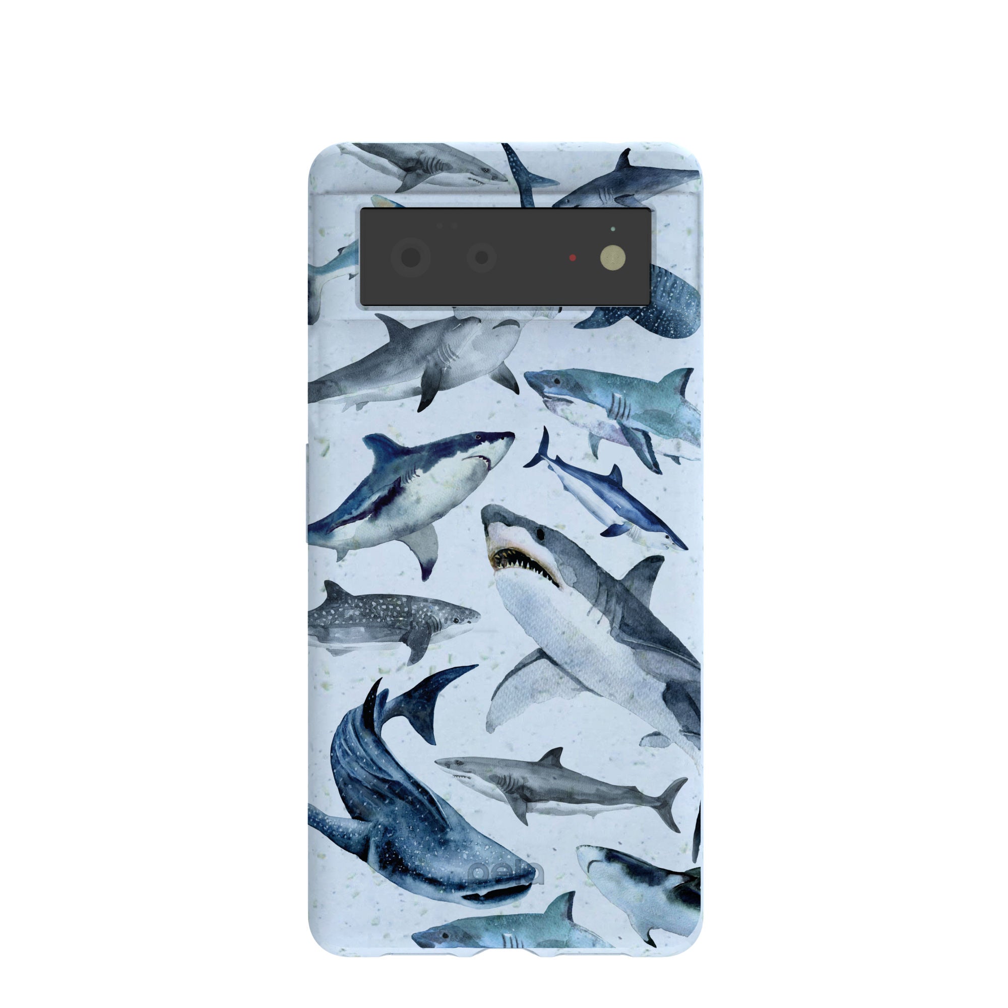 Buy Powder Blue Sharks Google Pixel 6 Case Refurbished - $65.00 Powder Blue Sharks Google Pixel 6 Case Refurbished - Pela Case refurbished available on Cerqular