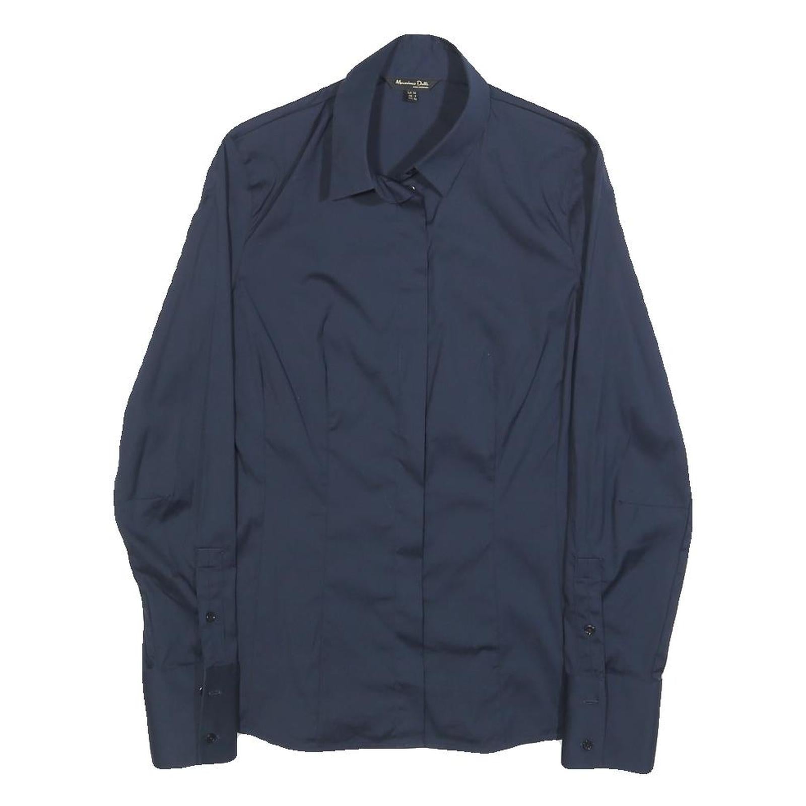 MASSIMO DUTTI Womens Navy Blue Shirt S Classic Button Down Cotton Blend Refurbished - N/A refurbished available on Cerqular