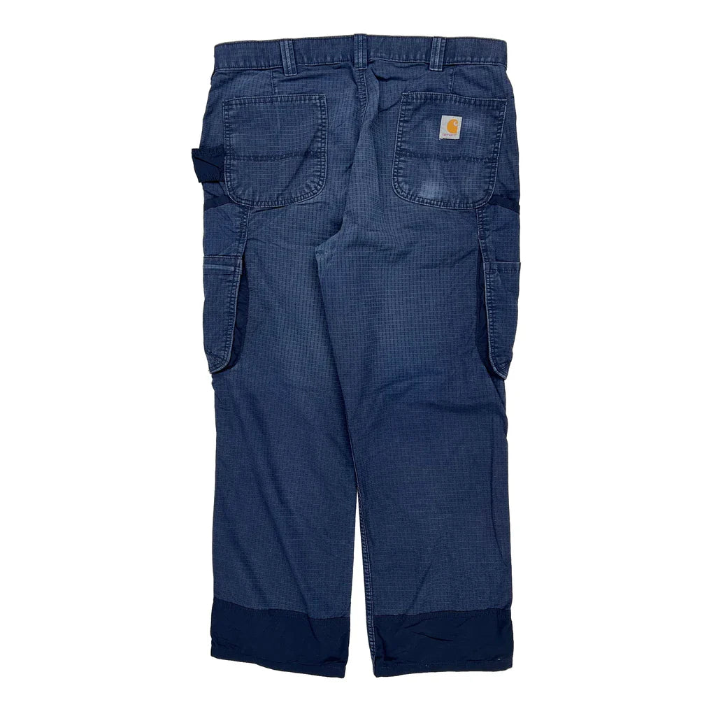 Carhartt Ripstop Cargo Trousers - 36W 30L Blue Cotton Blend Refurbished - Thrifted (note: this is a term often used to describe second- refurbished available on Cerqular