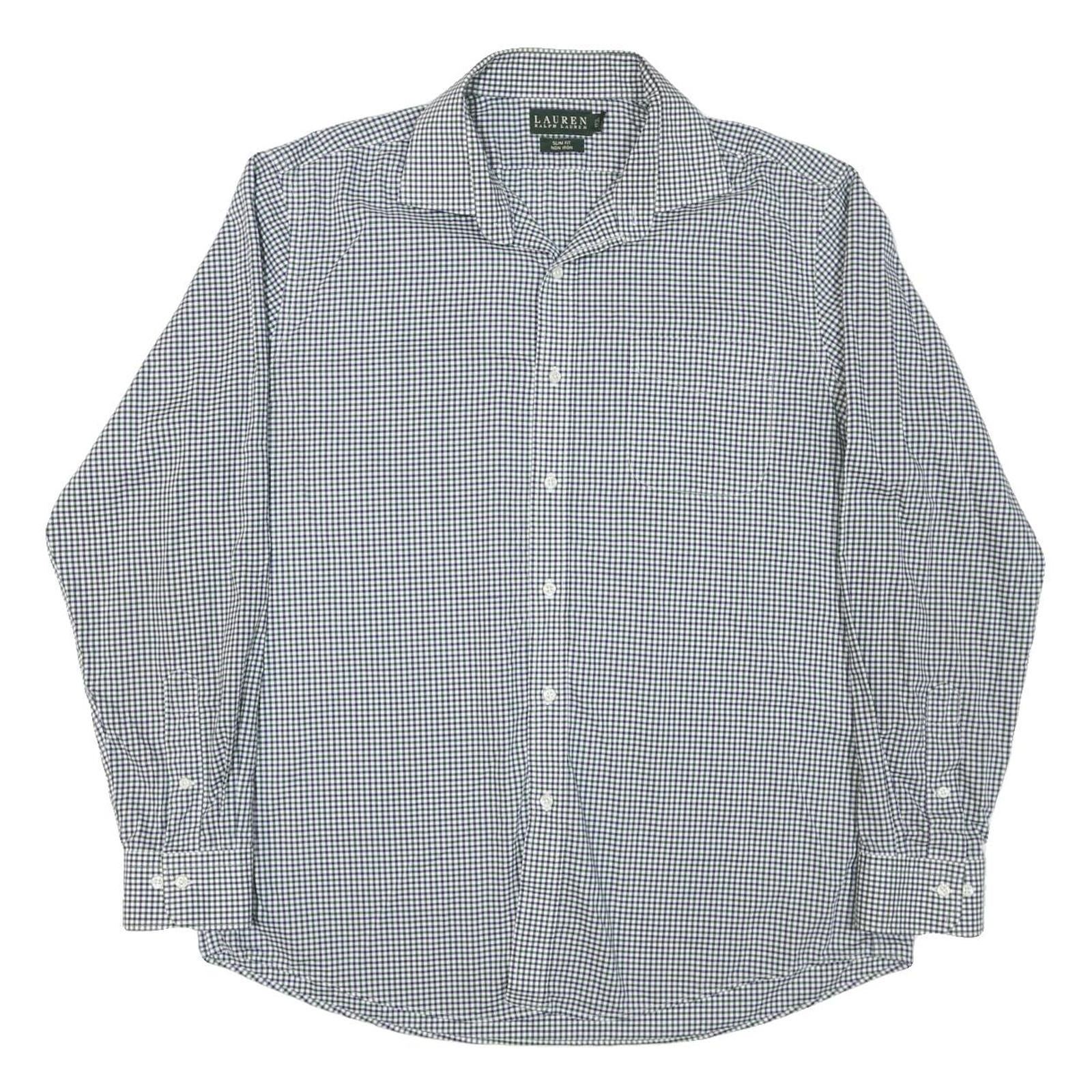 LAUREN RALPH LAUREN Womens Blue & White Check Shirt XL Classic Button-Down Refurbished - N/A refurbished available on Cerqular
