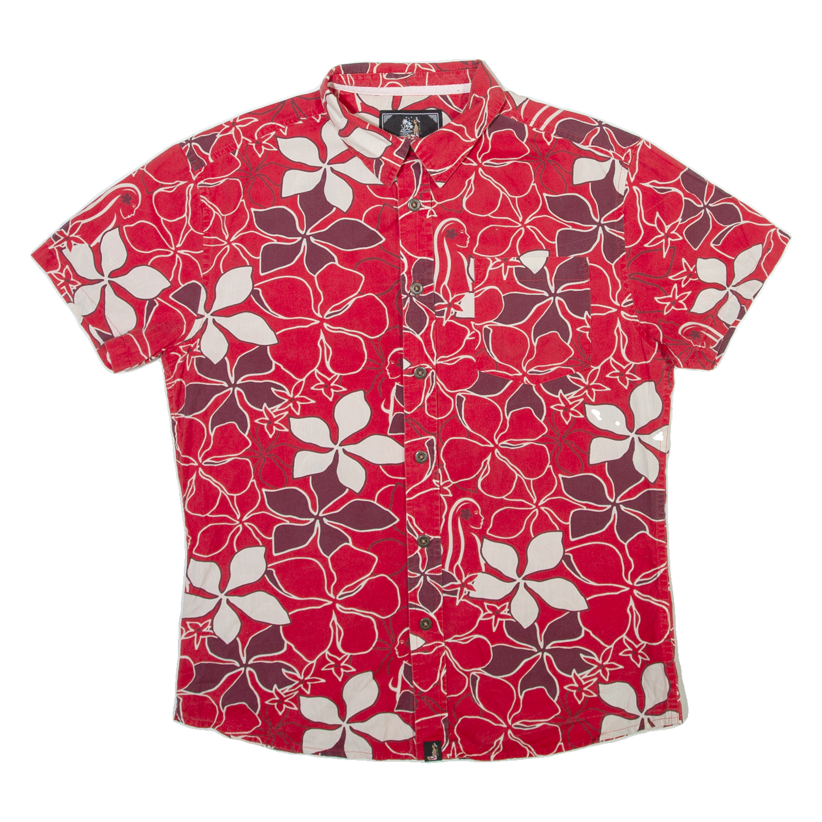 HINANO Mens Hawaiian Shirt Red Floral S Refurbished - N/A refurbished available on Cerqular