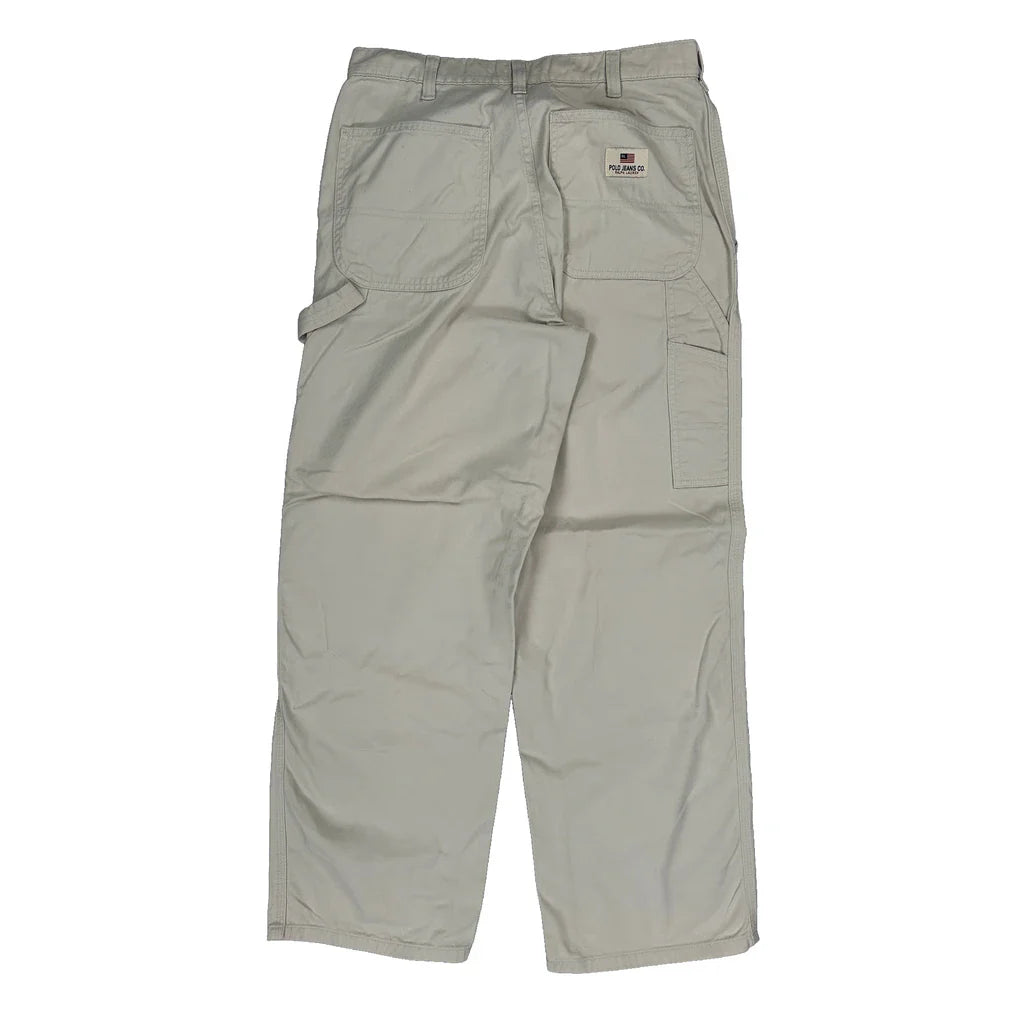 Polo By Ralph Lauren Cargo Carpenter Trousers - 30W 30L Beige Cotton Refurbished - Thrifted (note: this is a term often used to describe second- refurbished available on Cerqular
