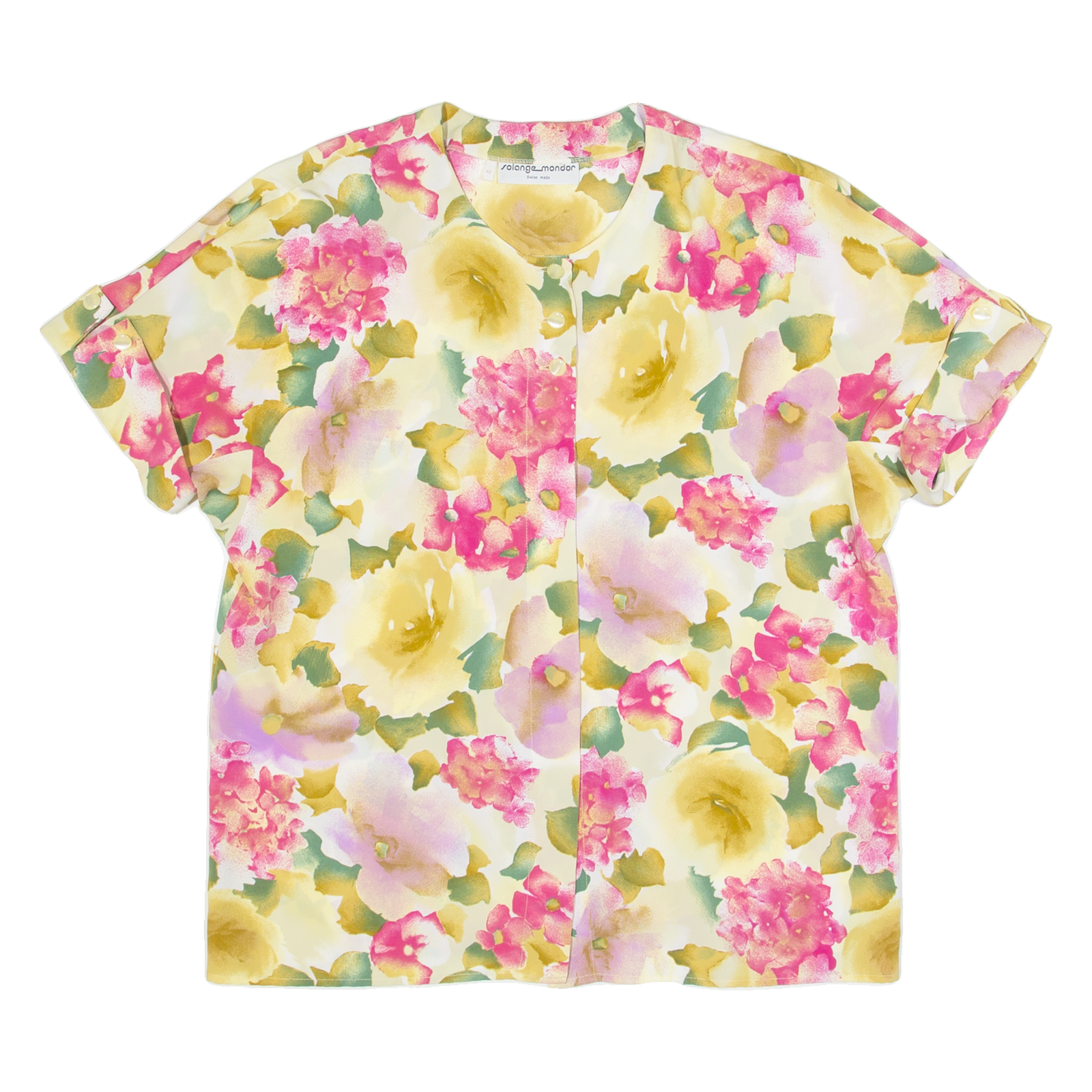 SOLANGE MONDOR Womens Printed Shirt Cream 90s Floral L Refurbished - N/A refurbished available on Cerqular