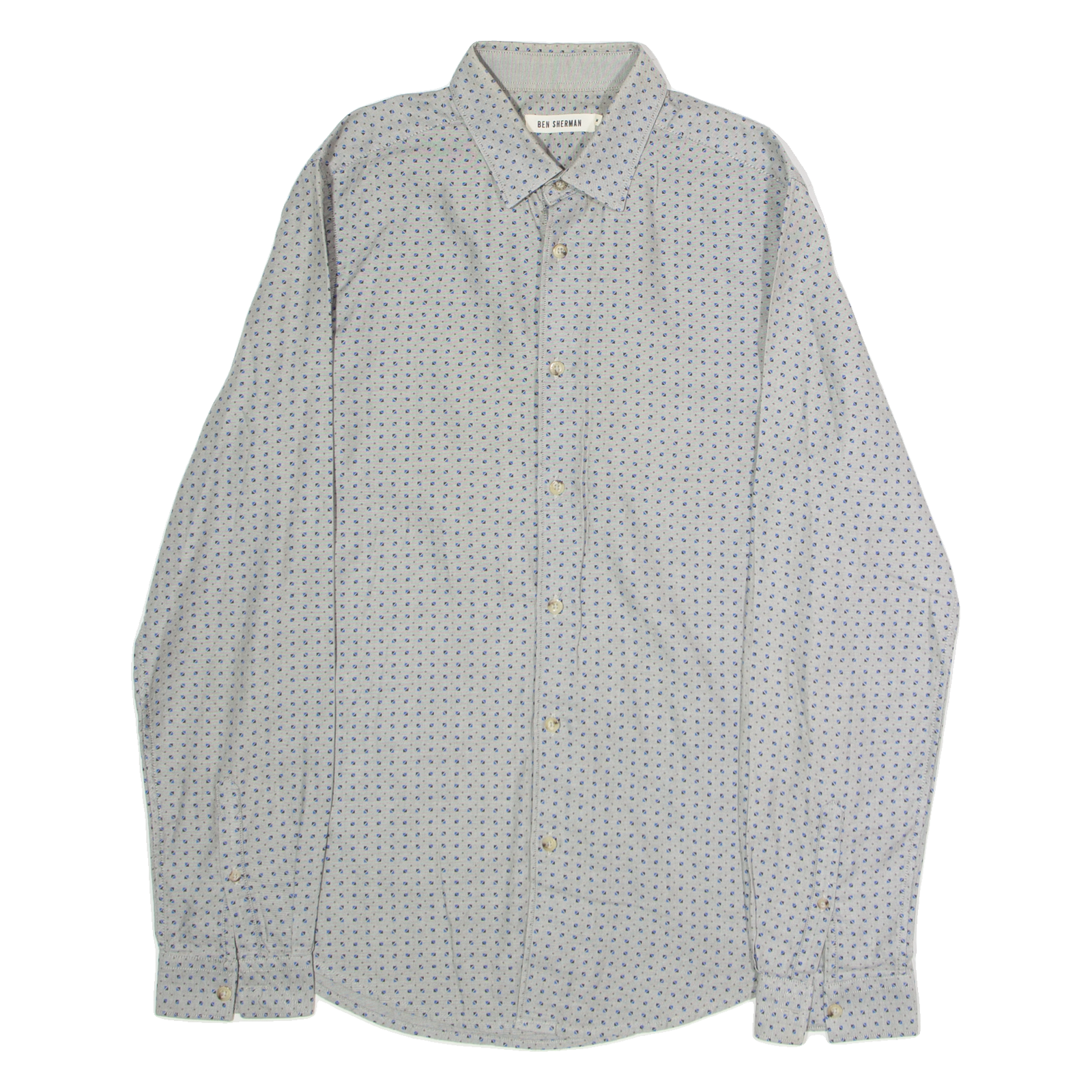 BEN SHERMAN Mens Shirt Grey Diamond Long Sleeve M Refurbished - N/A refurbished available on Cerqular