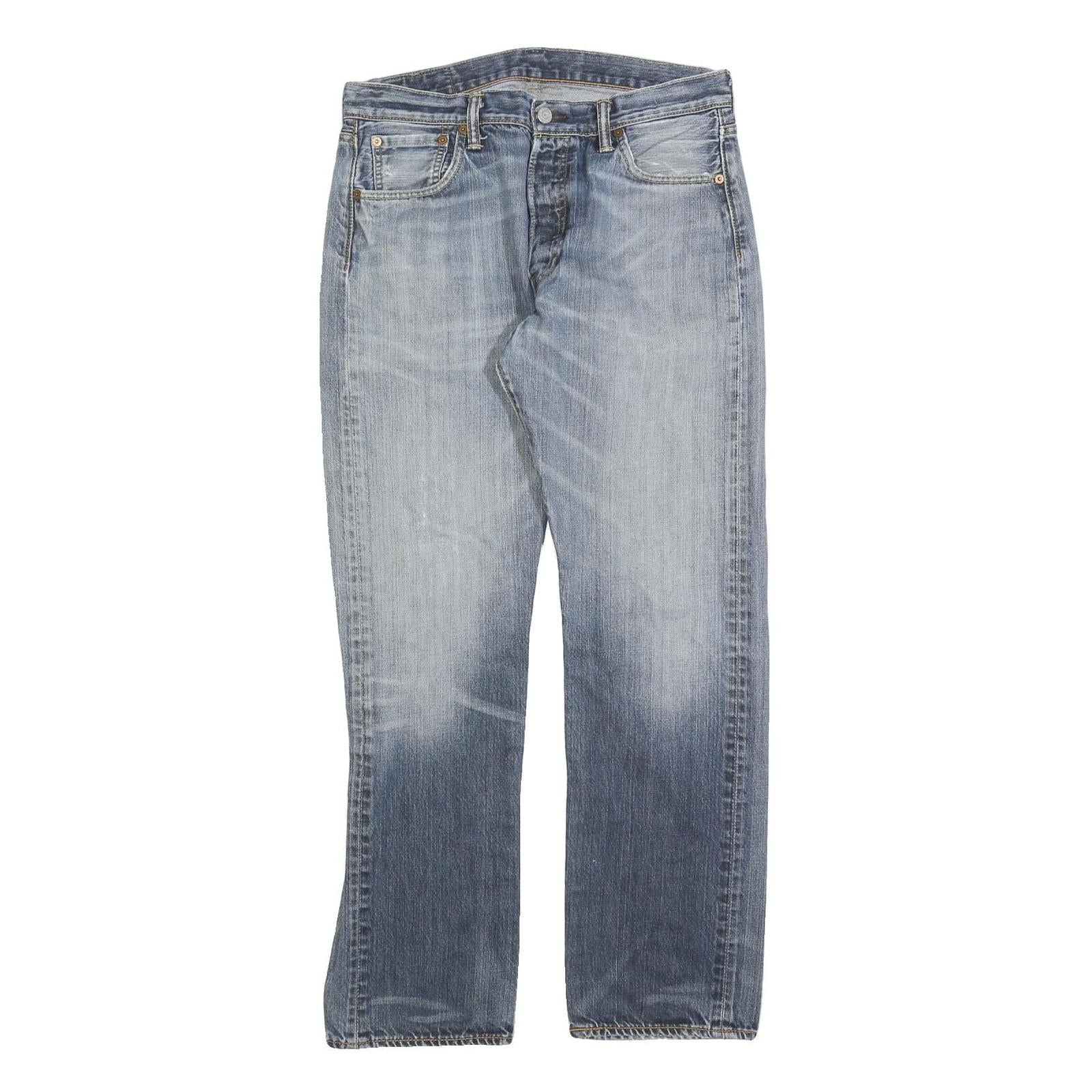 LEVI'S 501 Mens Jeans Blue Regular Straight Denim Medium W33 L29 Classic Button Refurbished - N/A refurbished available on Cerqular