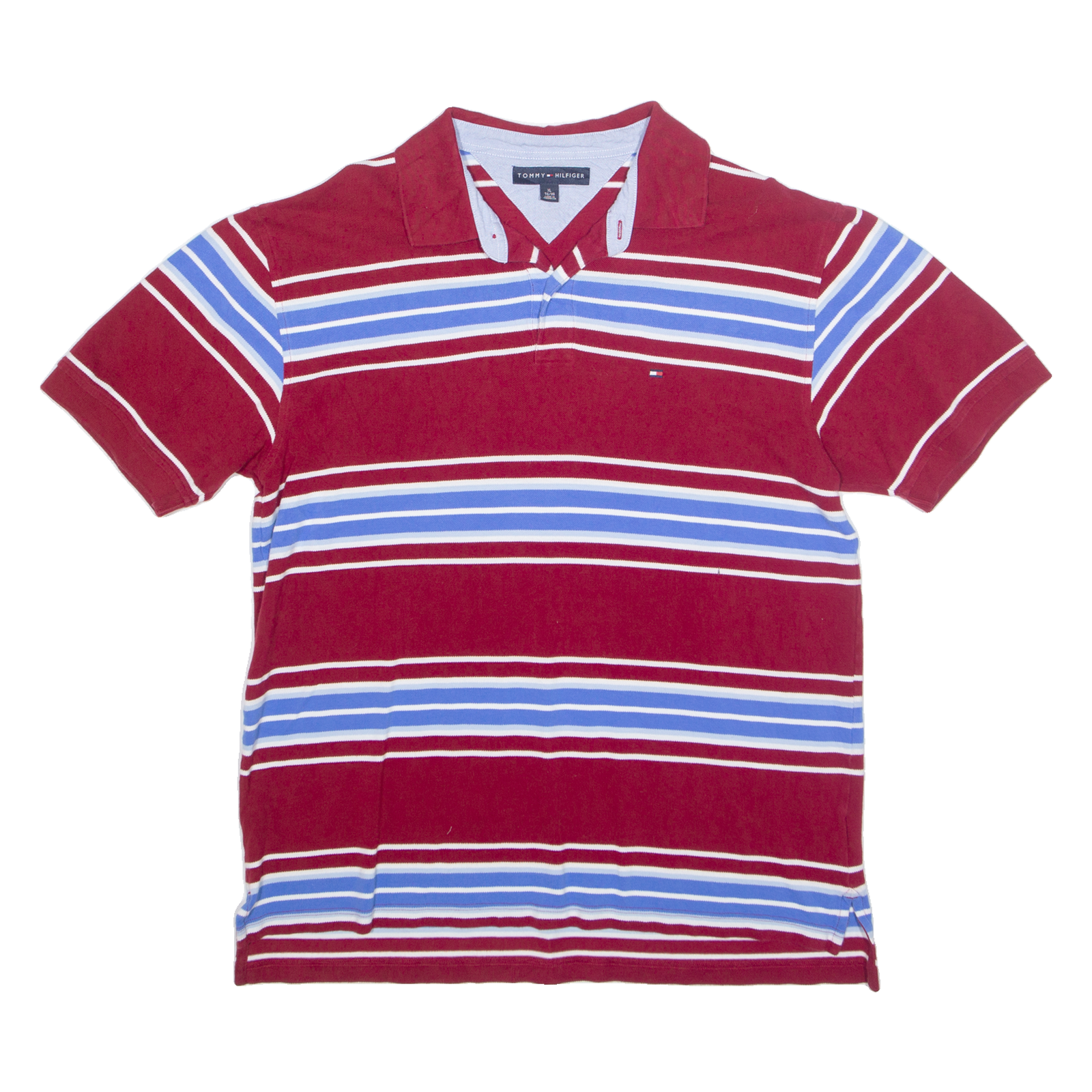 TOMMY HILFIGER Mens Polo Shirt Red Striped XL Refurbished - N/A refurbished available on Cerqular