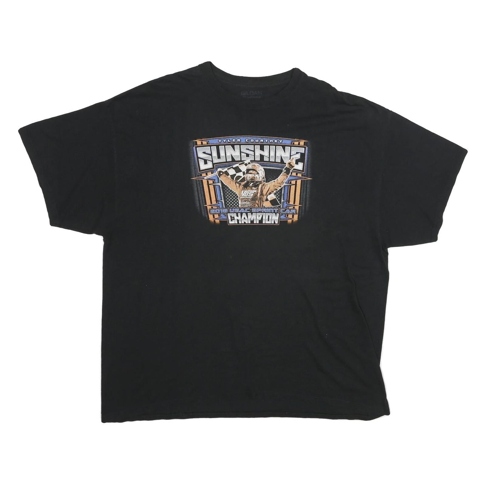 GILDAN Mens Black Tyler Courtney Sunshine Graphic T-Shirt 2XL Short Sleeve Crew Refurbished - N/A refurbished available on Cerqular