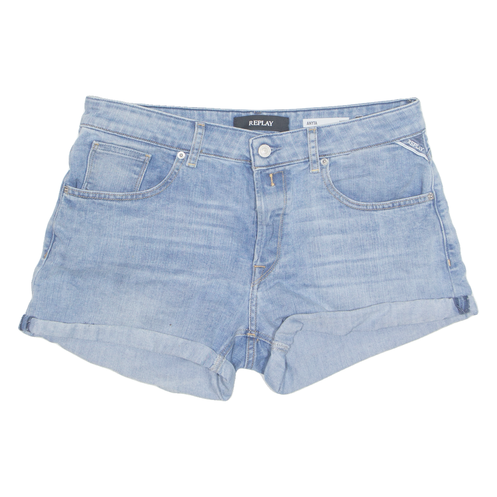 REPLAY Turn Up Womens Denim Shorts Blue M W34 Refurbished - N/A refurbished available on Cerqular
