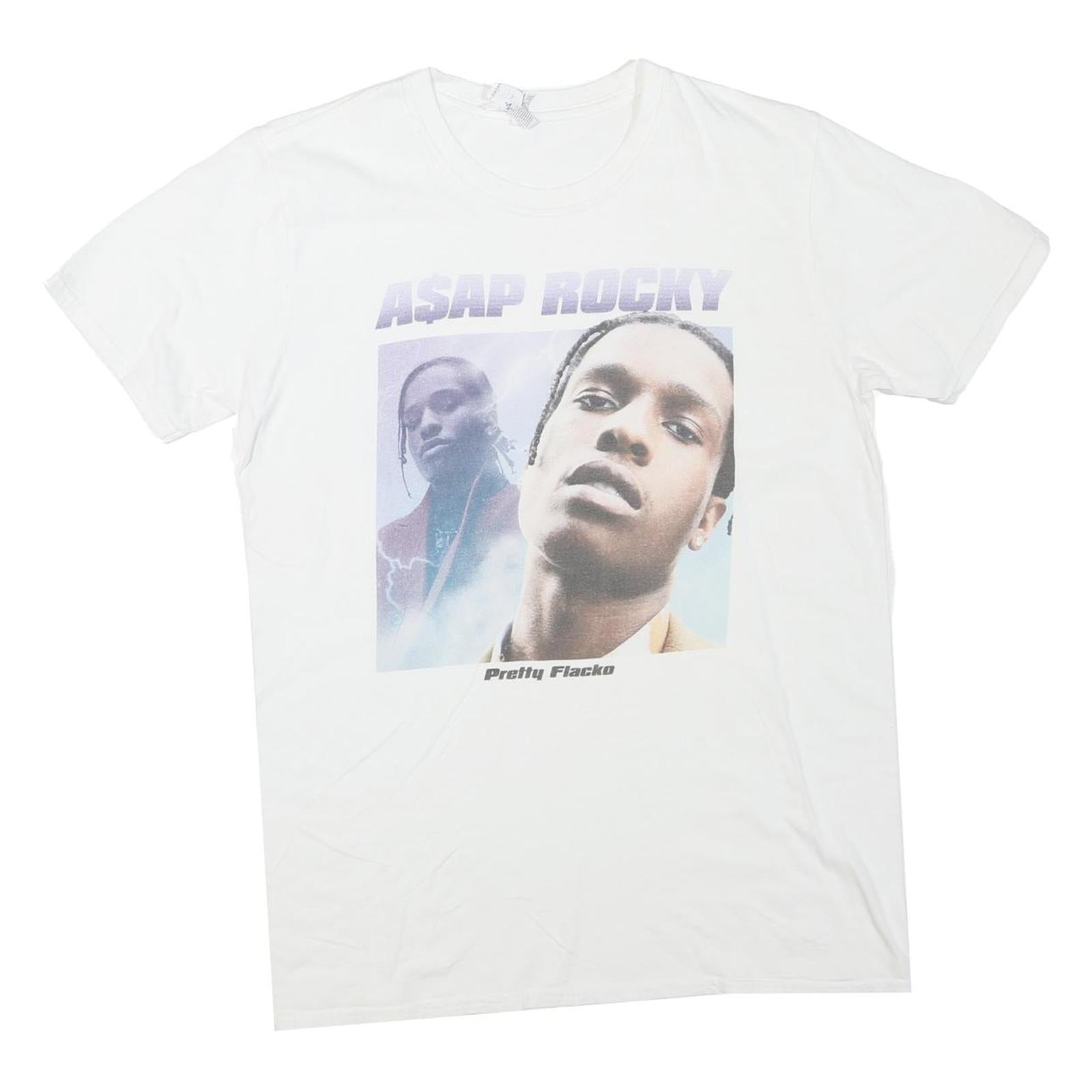 GILDAN Mens White ASAP Rocky Graphic T-Shirt M Short Sleeve Crew Neck Refurbished - N/A refurbished available on Cerqular