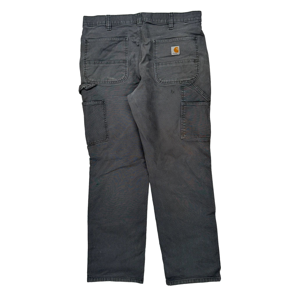 Carhartt Double Knee Carpenter Trousers - 34W 30L Grey Cotton Refurbished - Thrifted (note: this is a term often used to describe second- refurbished available on Cerqular