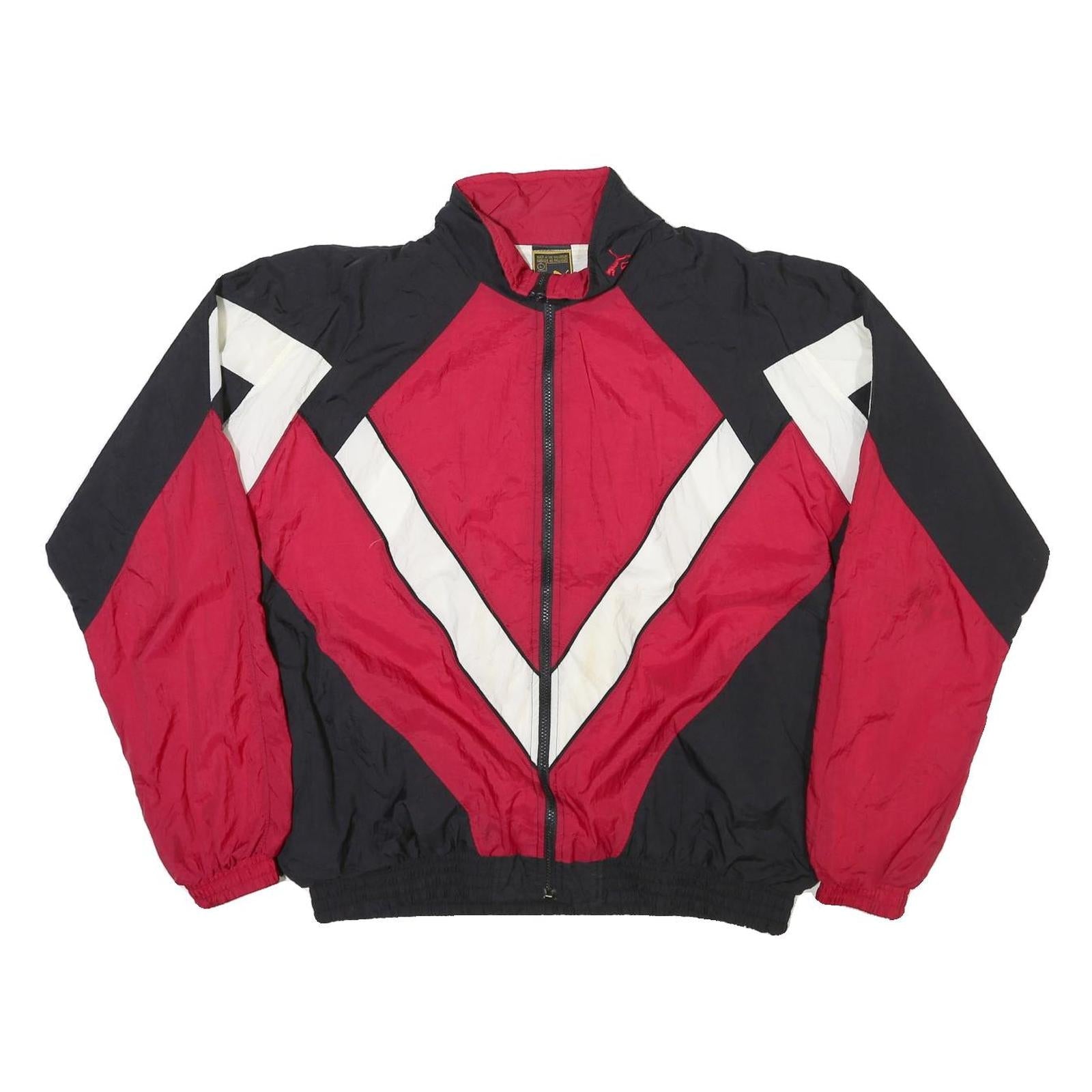 PUMA Mens Black & Red Polyester Blend Zip Jacket L Colourblock Casual Sportswear Refurbished - N/A refurbished available on Cerqular