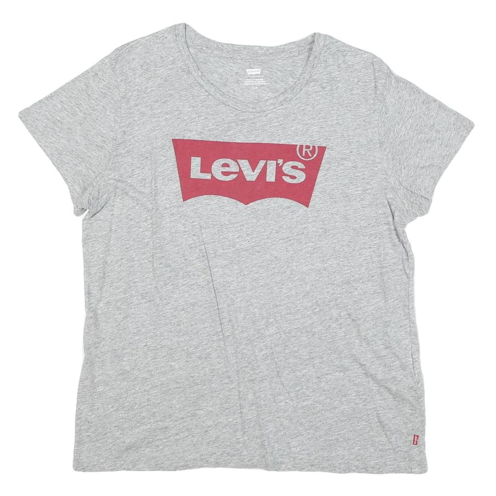 LEVI'S Mens Grey L Cotton Blend Short Sleeve Crew Neck Logo T-Shirt Refurbished - N/A refurbished available on Cerqular