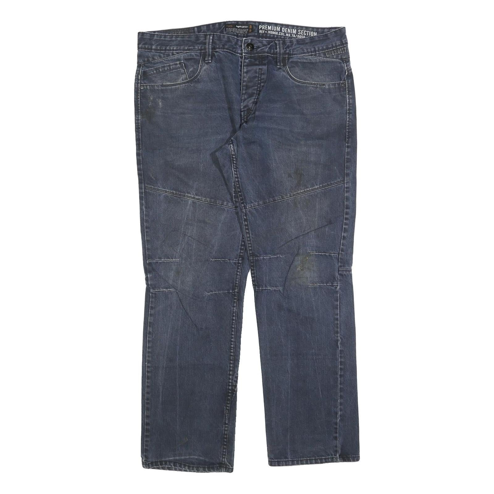 ANGELO LITRICO Mens Jeans Blue Regular Straight Denim Medium W38 L32 Casual Zip Refurbished - N/A refurbished available on Cerqular