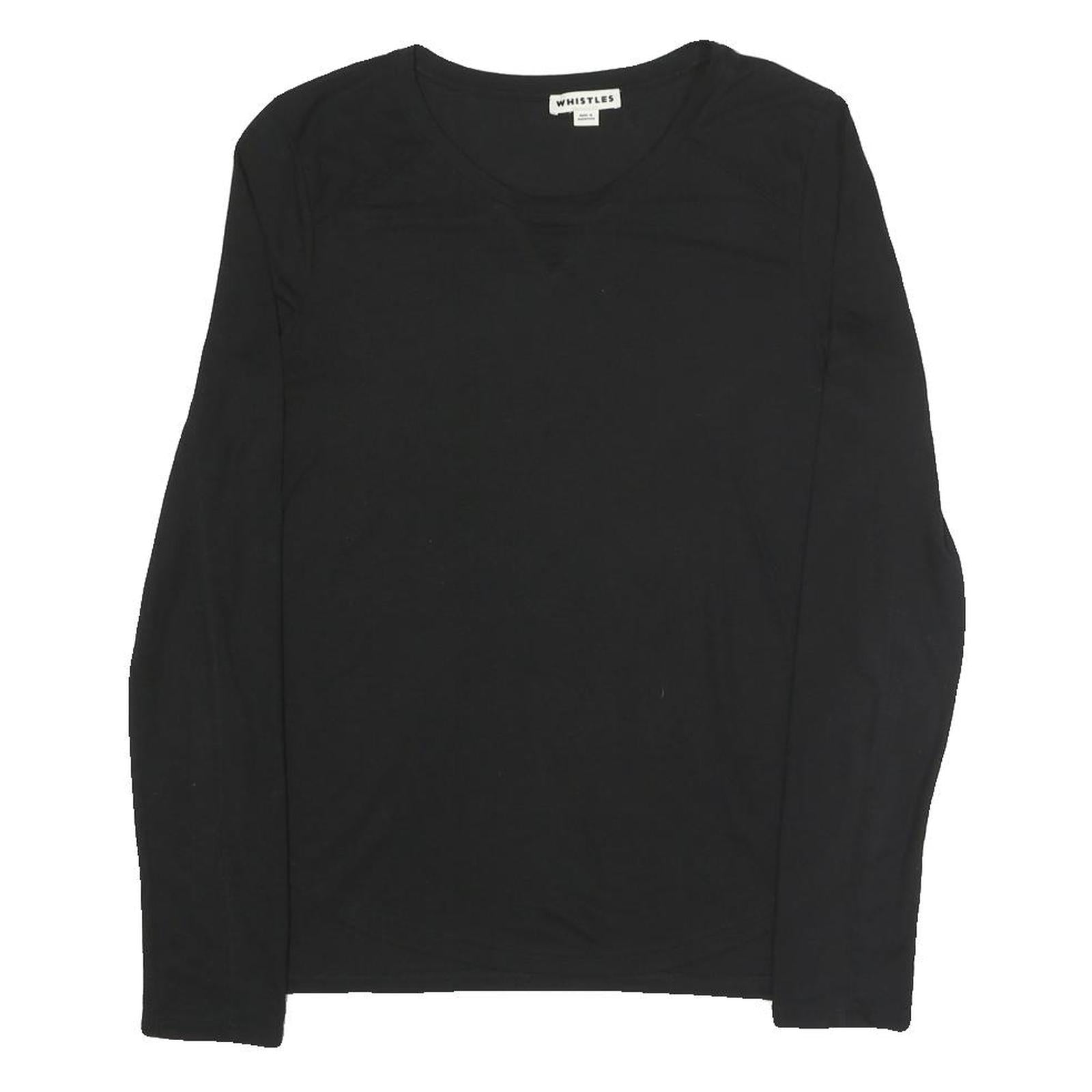WHISTLES Womens Black Long Sleeve Crew Neck T-Shirt Size S Cotton Blend Simple Refurbished - N/A refurbished available on Cerqular