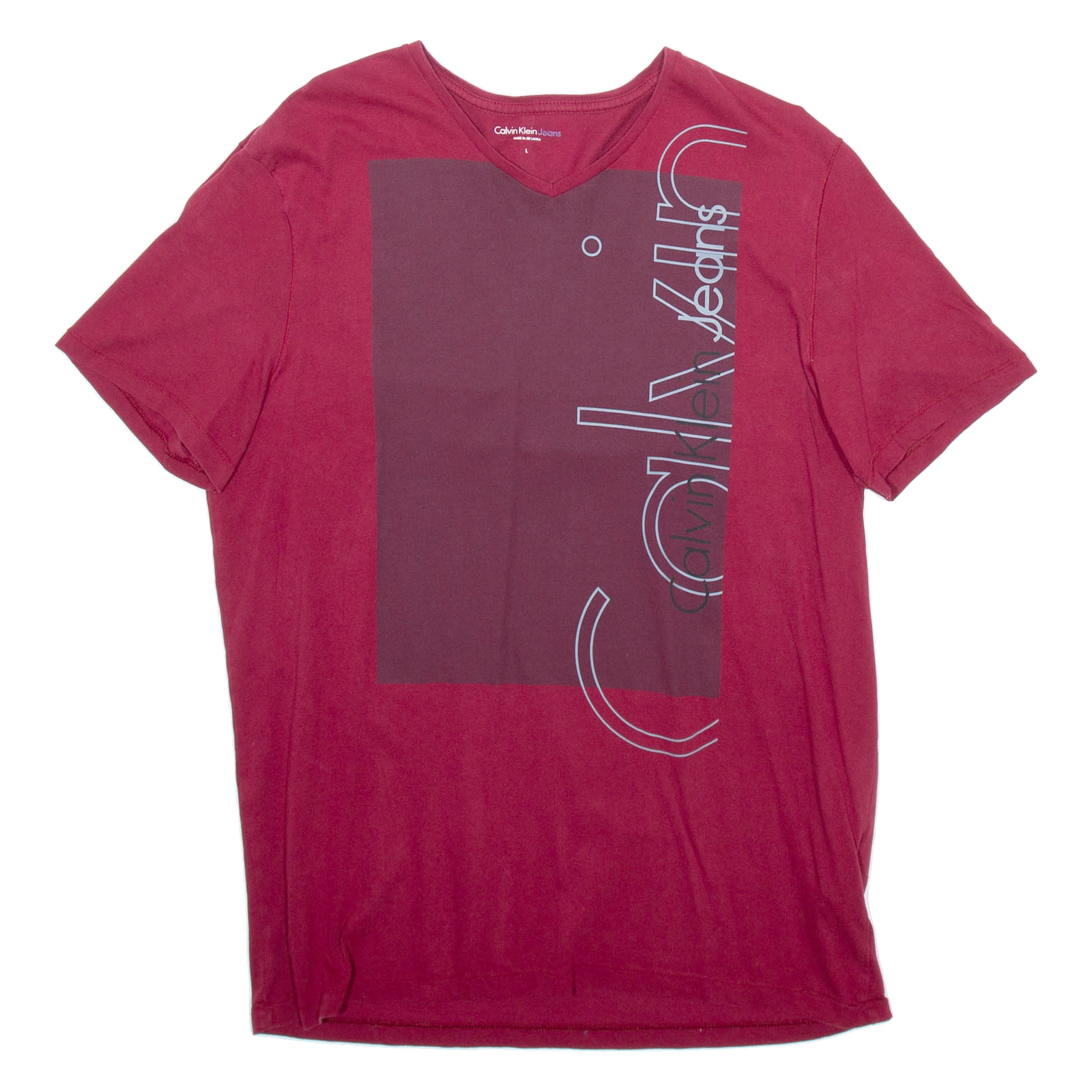 CALVIN KLEIN JEANS Mens T-Shirt Red V-Neck L Refurbished - N/A refurbished available on Cerqular