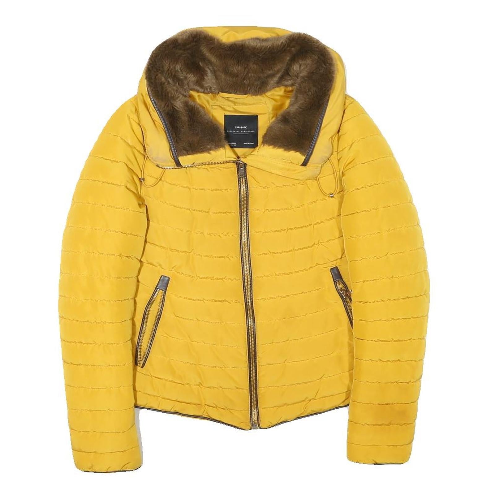 ZARA BASIC Womens Yellow Polyester Blend Puffer Jacket XS Quilted Zip Up Refurbished - N/A refurbished available on Cerqular