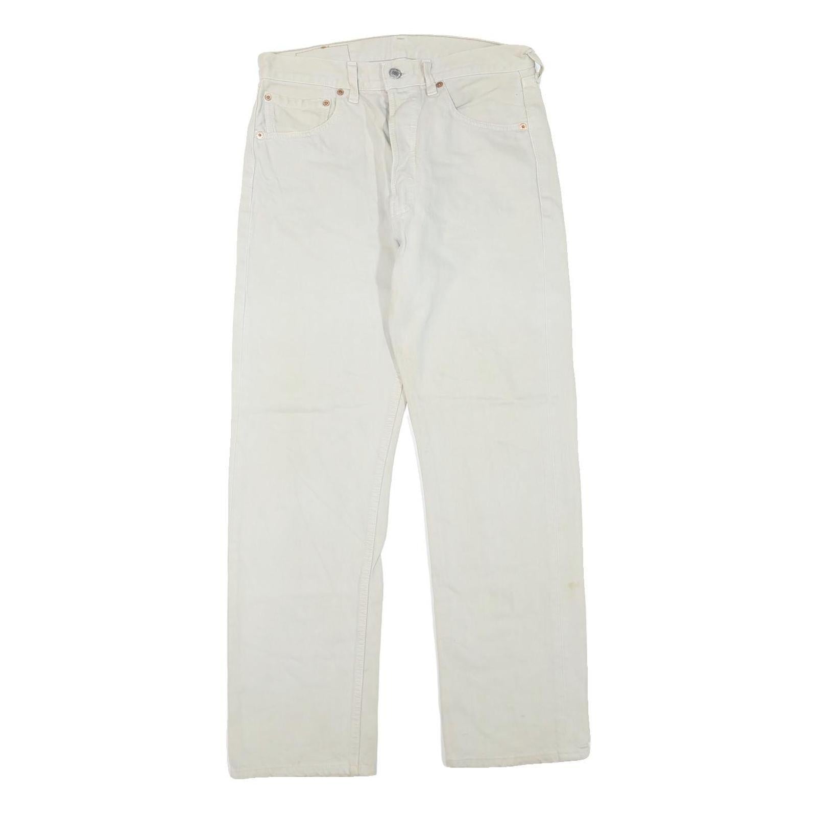LEVI'S 501 Mens Regular White Jeans Denim Cotton Blend Button W30 L28 Classic Refurbished - N/A refurbished available on Cerqular