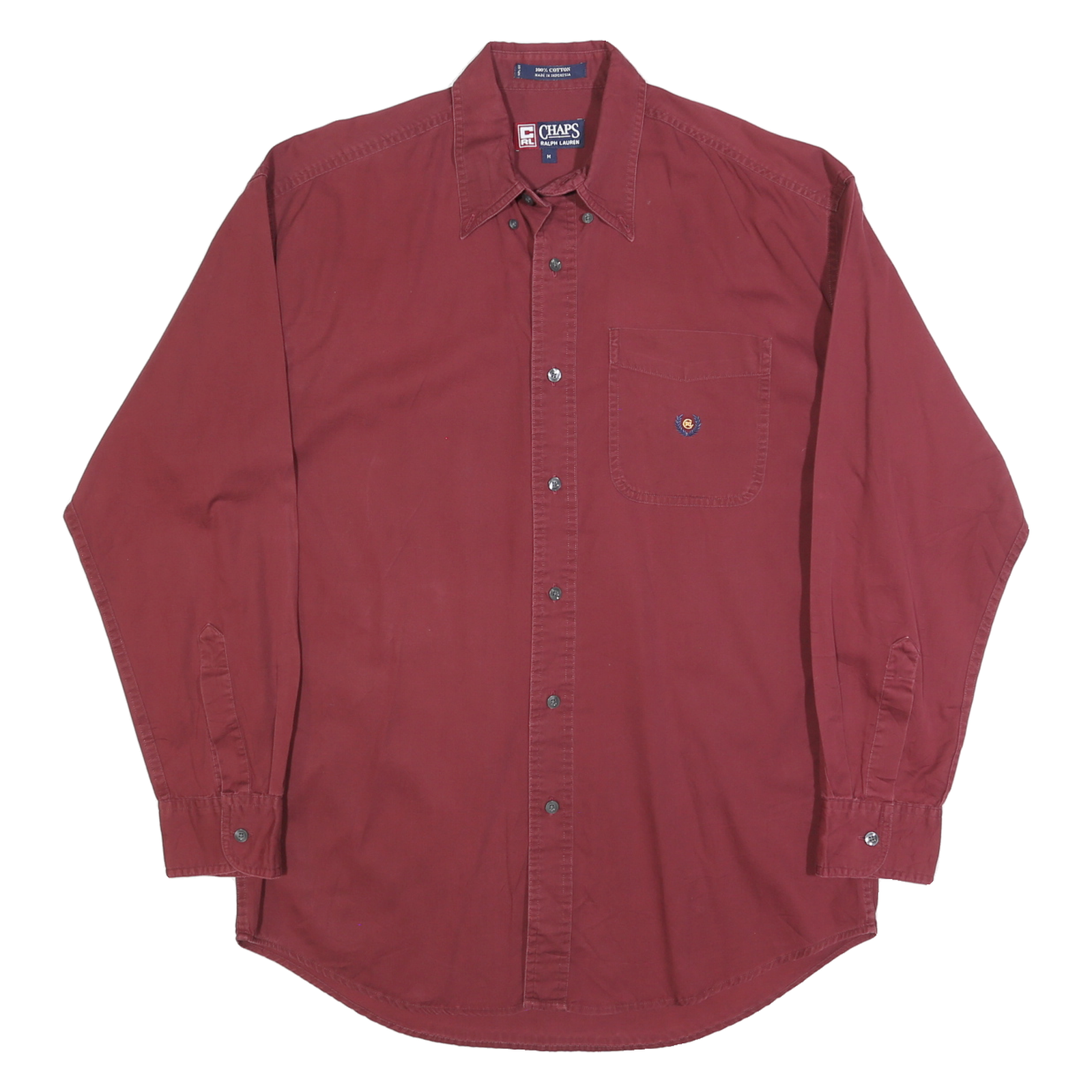 CHAPS RALPH LAUREN Mens Maroon Cotton Shirt M Classic Button Down Pocket Refurbished - N/A refurbished available on Cerqular
