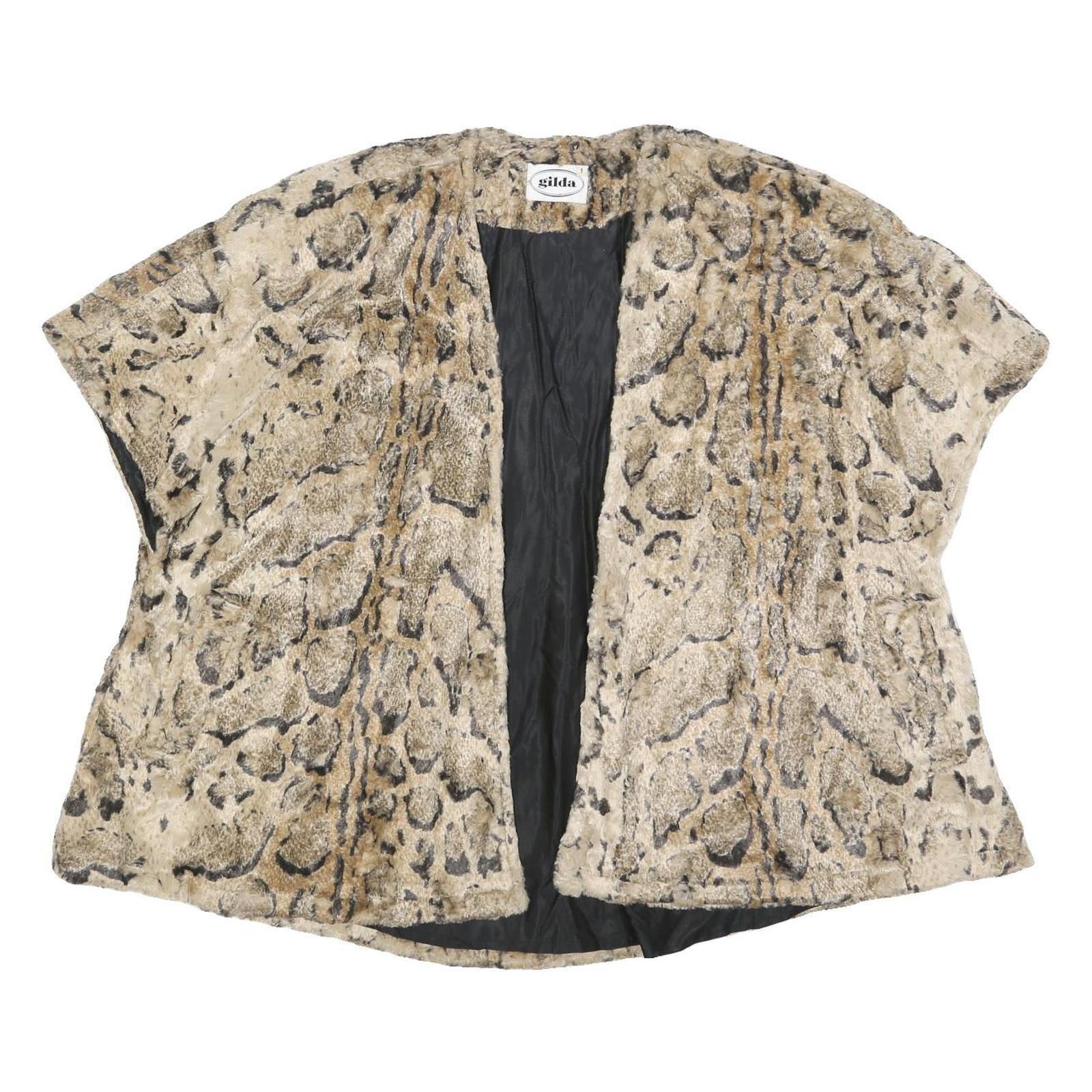 GILDA Womens Beige & Brown Animal Print Jacket L Polyester Blend Short Sleeve Refurbished - N/A refurbished available on Cerqular