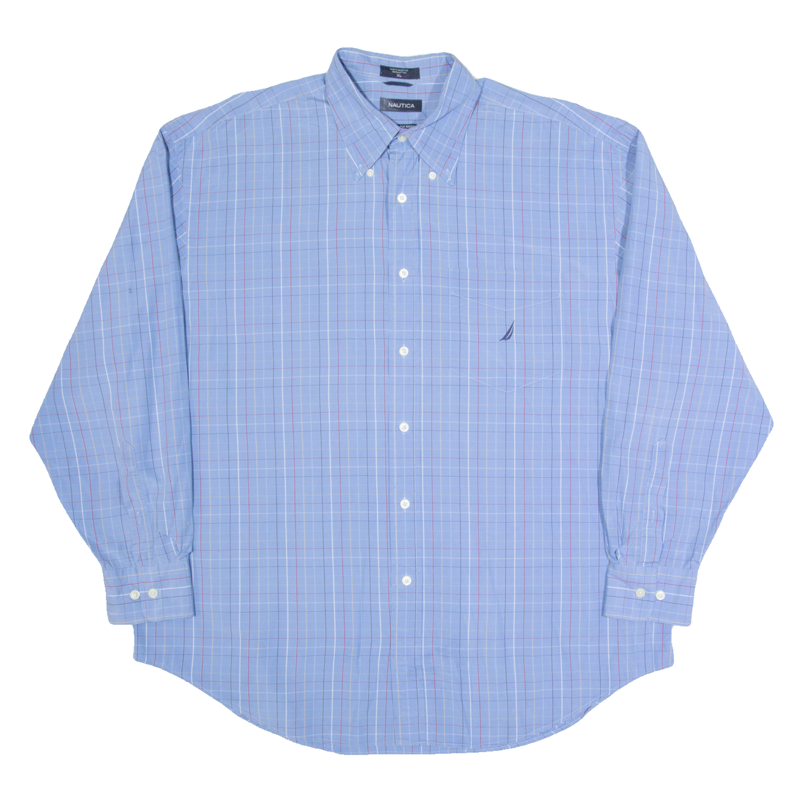 NAUTICA Mens Shirt Blue Check Long Sleeve XL Refurbished - N/A refurbished available on Cerqular